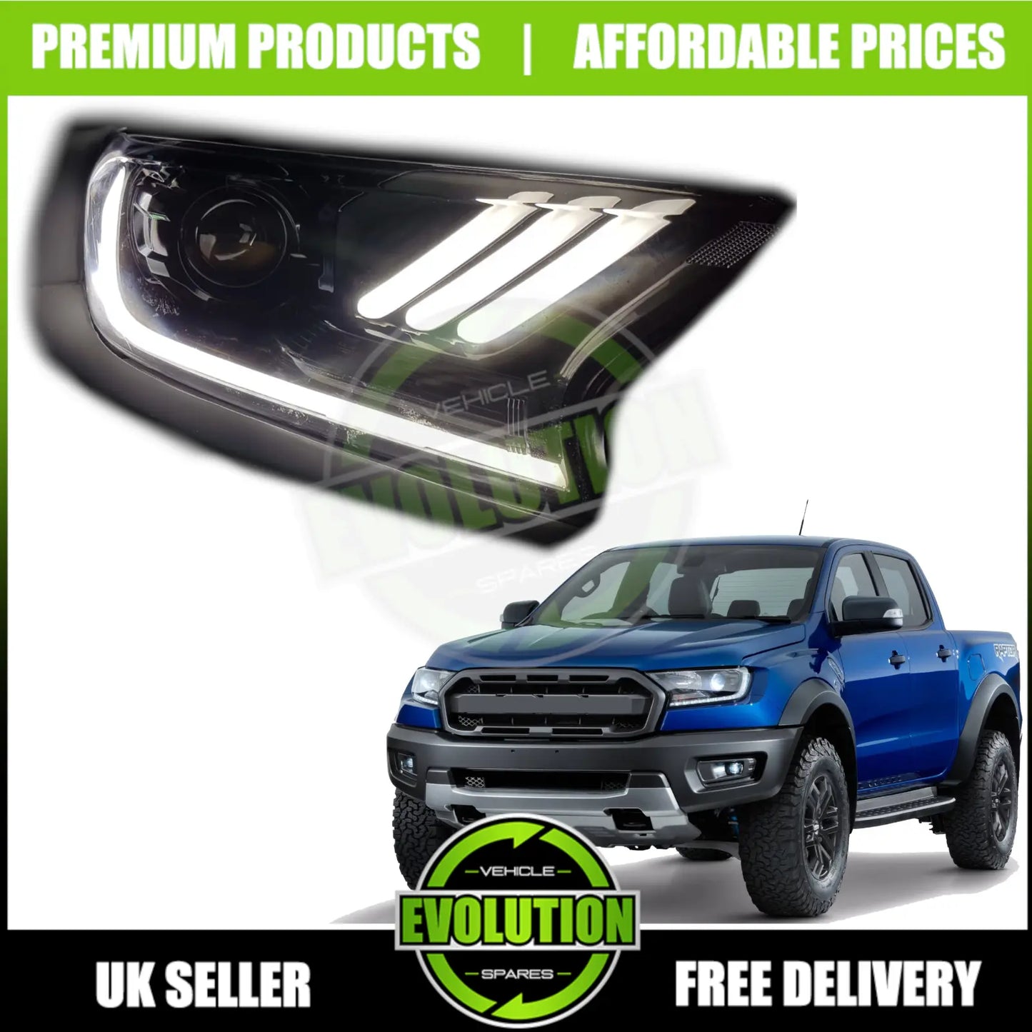 LED MUSTANG HEADLIGHTS SEQUENTIAL INDICATOR TO FIT FORD RANGER 2016-2022 T7 T8