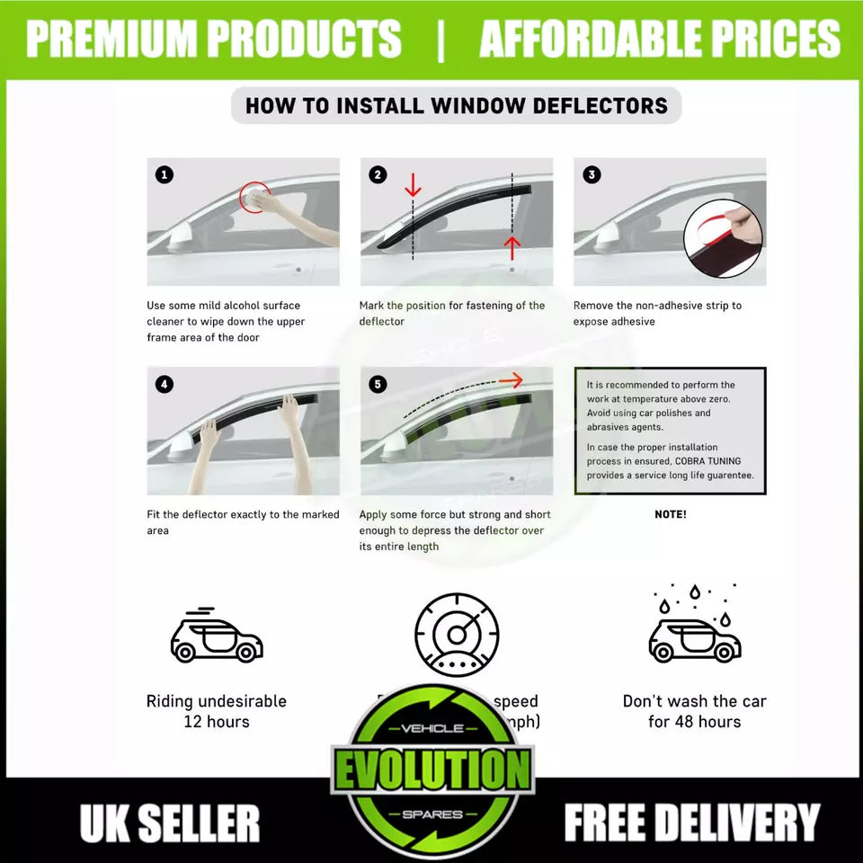 WIND DEFLECTORS WIND RAIN DEFLECTORS VISORS TO FIT ISUZU D-MAX 2012-2019