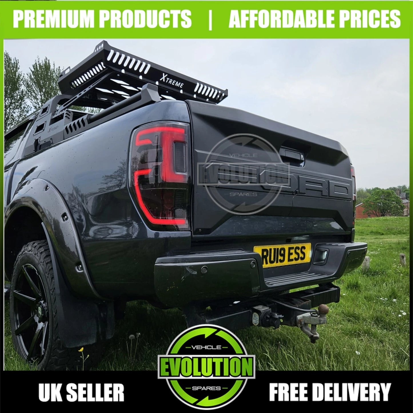 Tailgate Cover Nudge cladding Boot Trim Body Kit Fits Ford Ranger 2012-2022