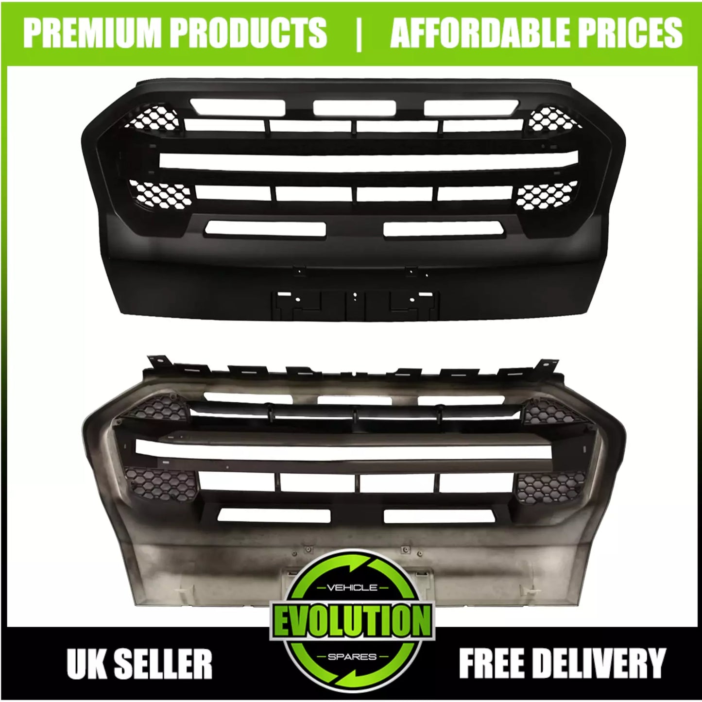 MATTE BLACK FRONT GRILLE GRILL TO FIT FORD RANGER WILDTRACK T8 2018-2022
