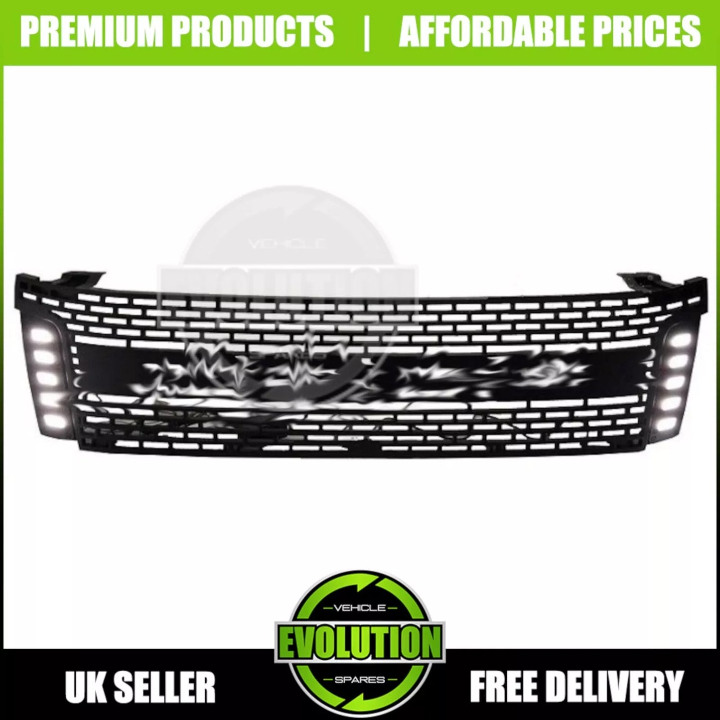 MATTE BLACK FRONT BUMPER LED LIGHT GRILLE GRILL FOR FORD RANGER T6 2012-2015