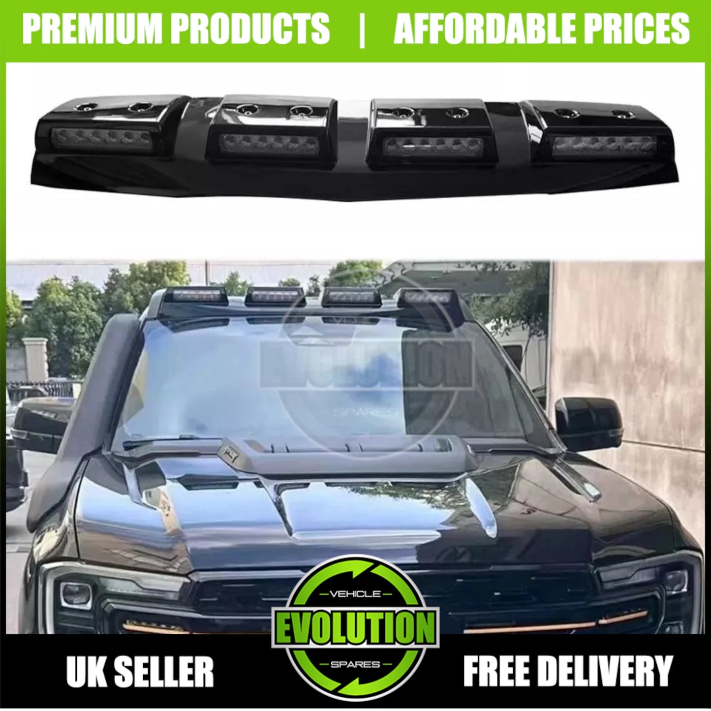 Gloss Black Roof Qaud Light Pod Bar LED Lamp Fits Ford Ranger 2023-2025 T9