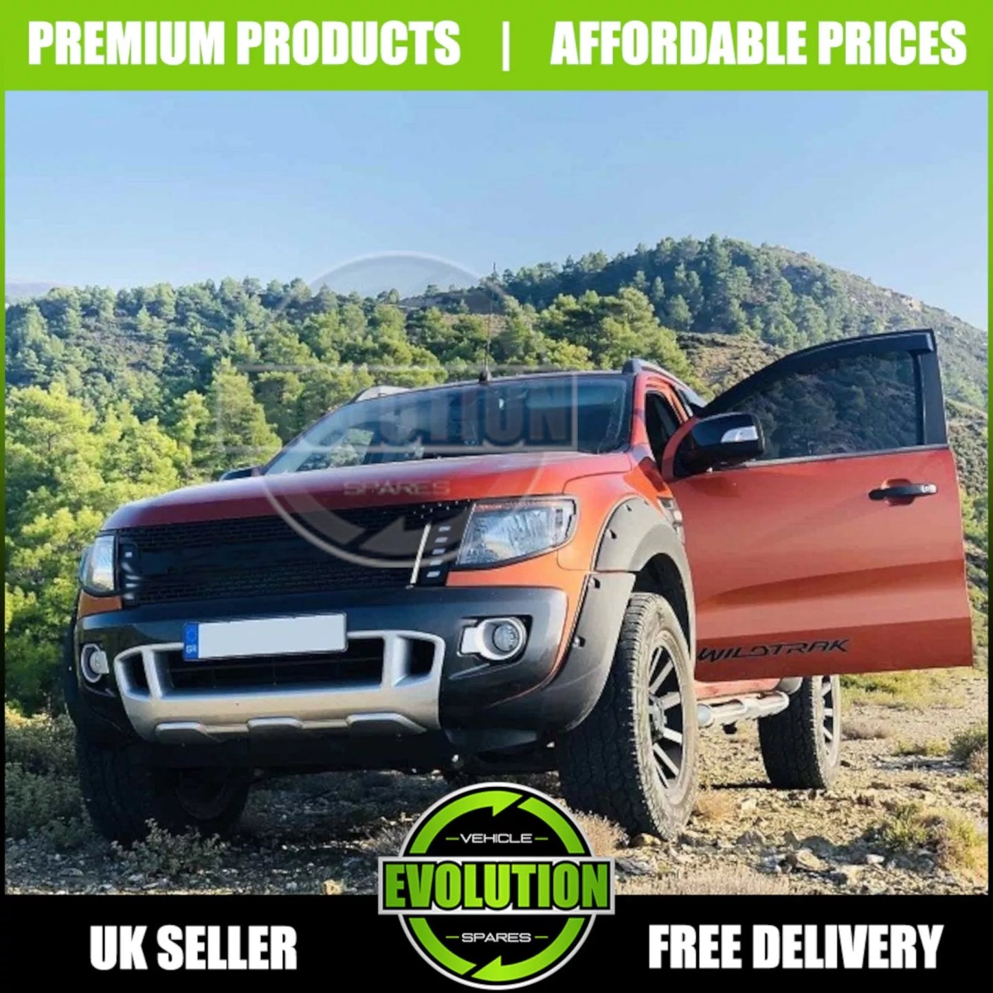 MATTE BLACK FRONT BUMPER LED LIGHT GRILLE GRILL FOR FORD RANGER T6 2012-2015