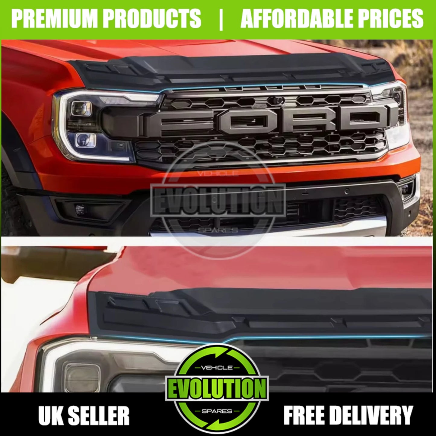 BONNET GUARD BUG DEFLECTOR LARGE PROTECTOR FITS FORD RANGER T9 2023---