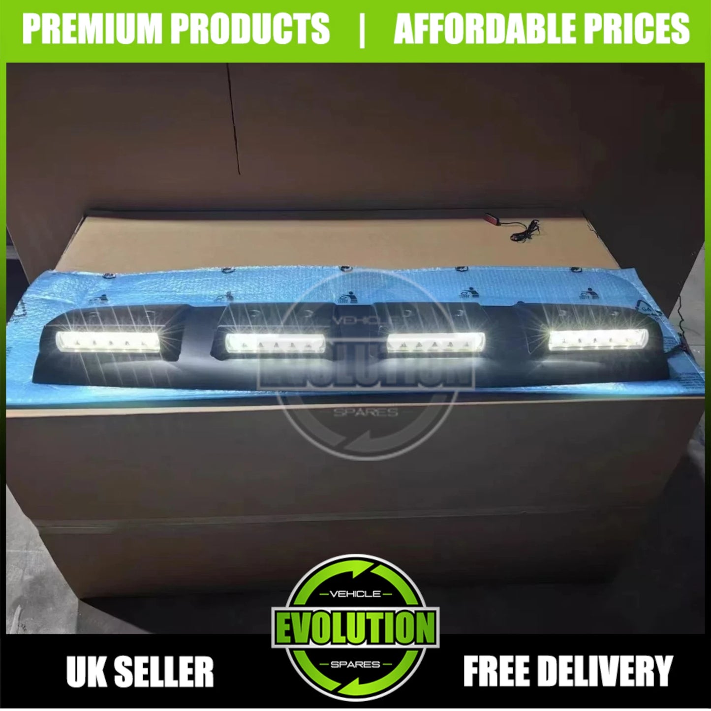 Gloss Black Roof Qaud Light Pod Bar LED Lamp Fits Ford Ranger 2023-2025 T9