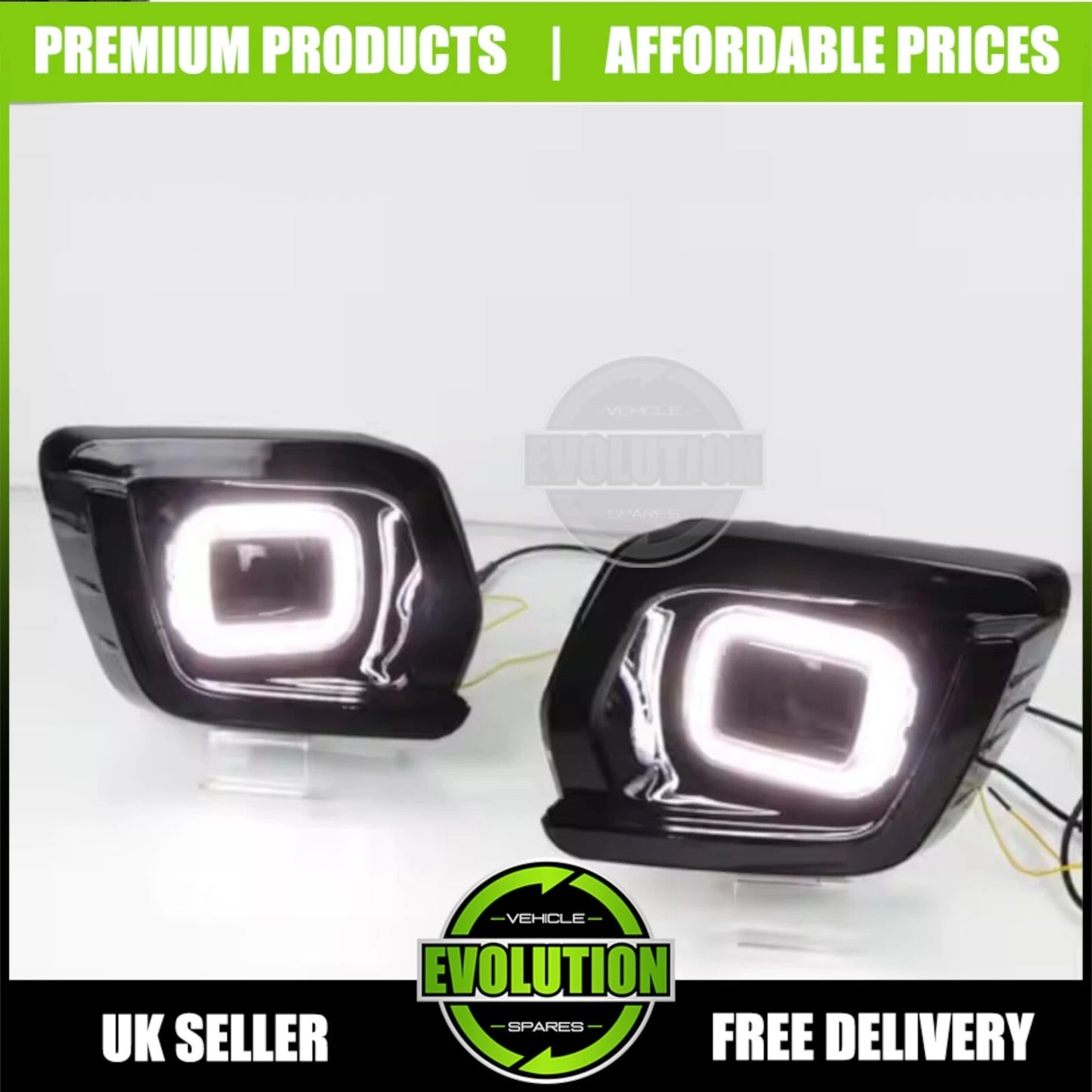DRL Fog Light Surrounds Gloss LED Covers Fits Ford Ranger Wildtrack 2018-2022 T8