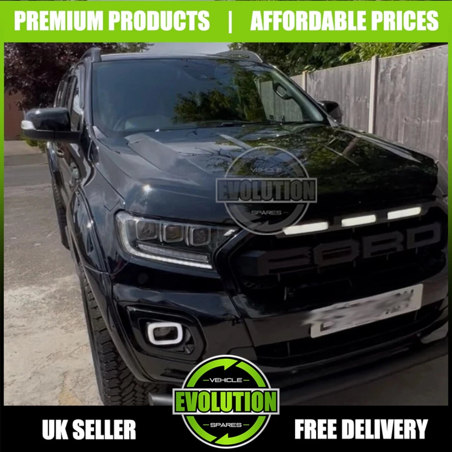 DRL Fog Light Surrounds Gloss LED Covers Fits Ford Ranger Wildtrack 2018-2022 T8