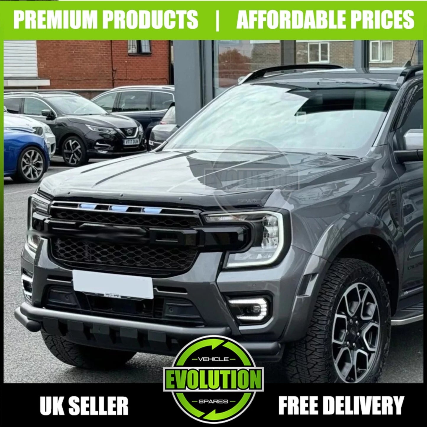 GLOSS BLACK LED HONEYCOMB FRONT GRILLE GRILL FOR FORD RANGER T9 2023-2025