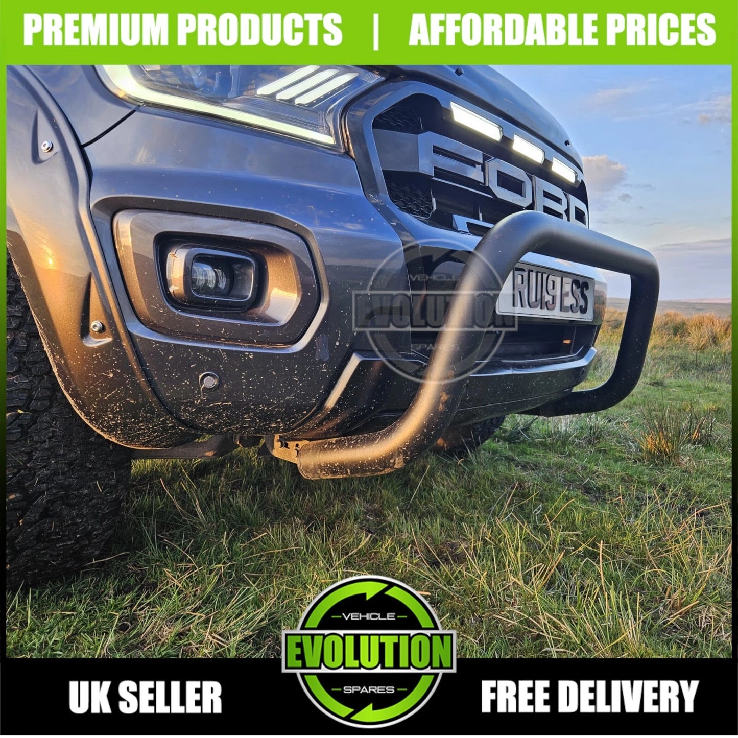 GLOSS BLACK FRONT GRILLE GRILL LED LIGHTS FIT FORD RANGER WILDTRACK T8 2018-2022