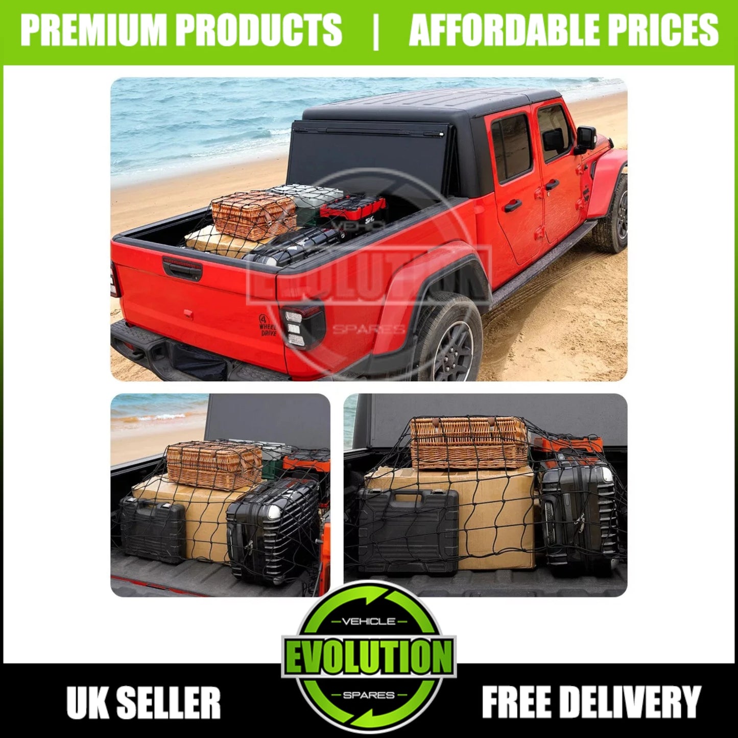 Large Cargo Net Nylon Elastic Mesh Luggage Pickup Fits Ford Ranger 2012-2025
