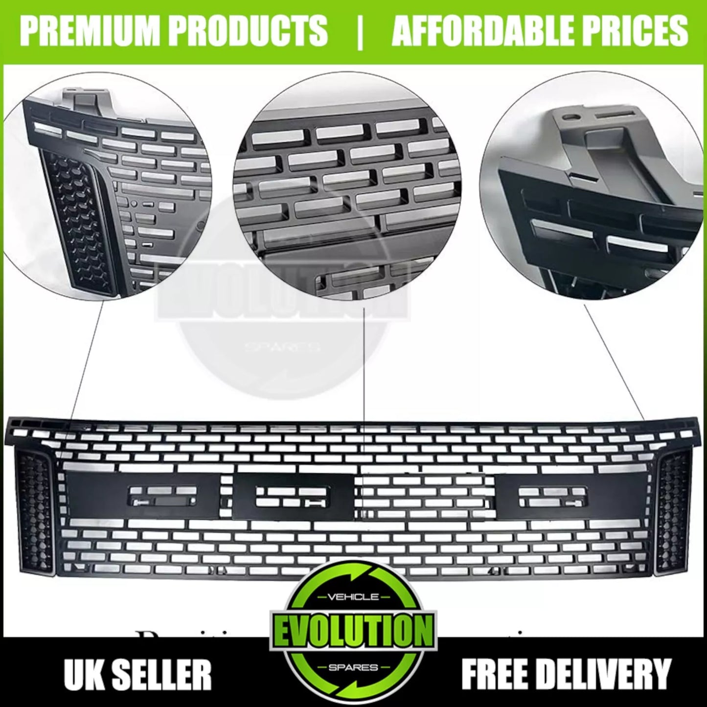 MATTE BLACK FRONT BUMPER GRILLE GRILL FOR FORD RANGER T6 2012-2015