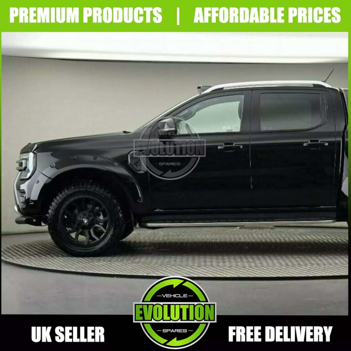 Wheel Arches Gloss black Bolt Wide Look Fits Ford Ranger 2023-2025 T9 Fenders