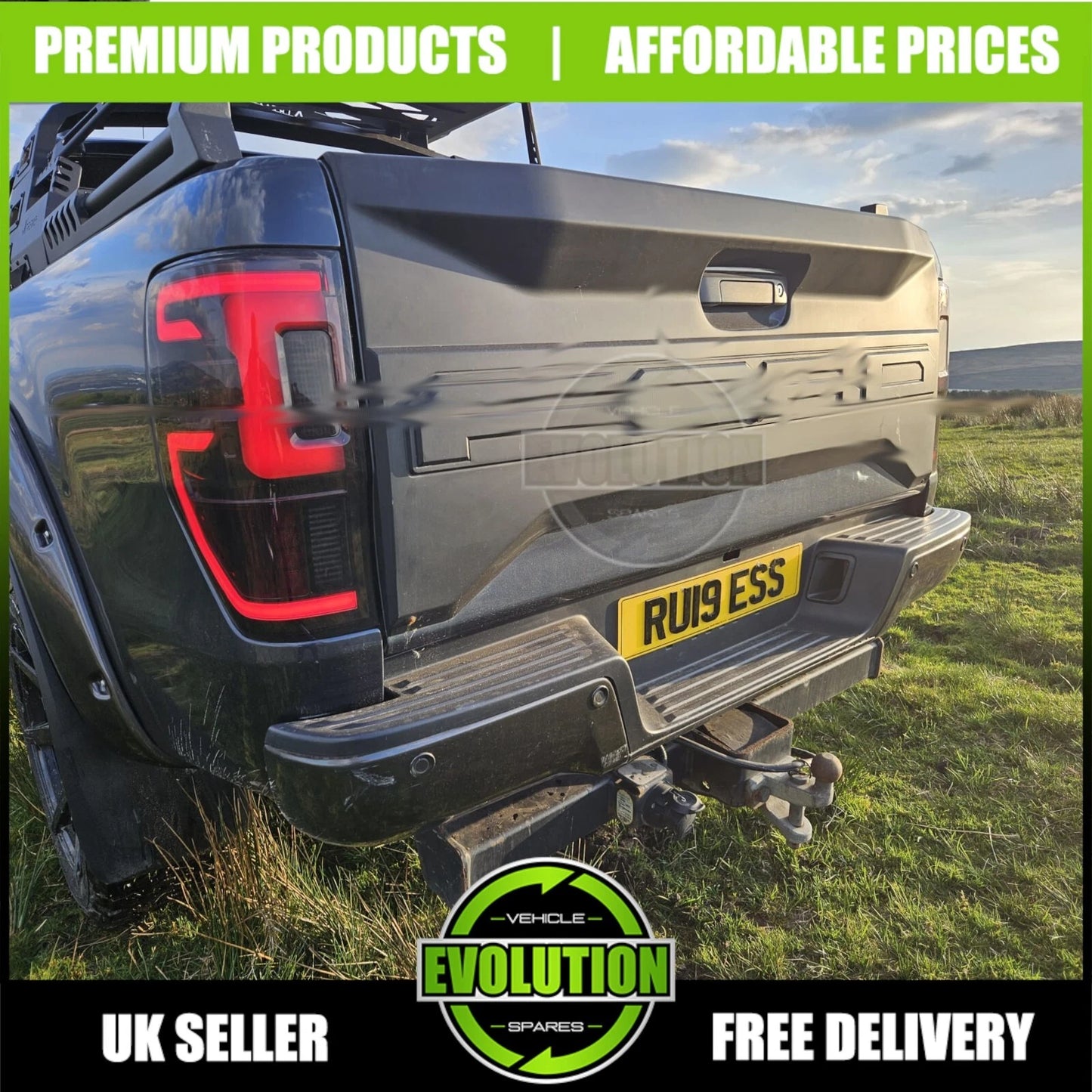 Tailgate Cover Nudge cladding Boot Trim Body Kit Fits Ford Ranger 2012-2022