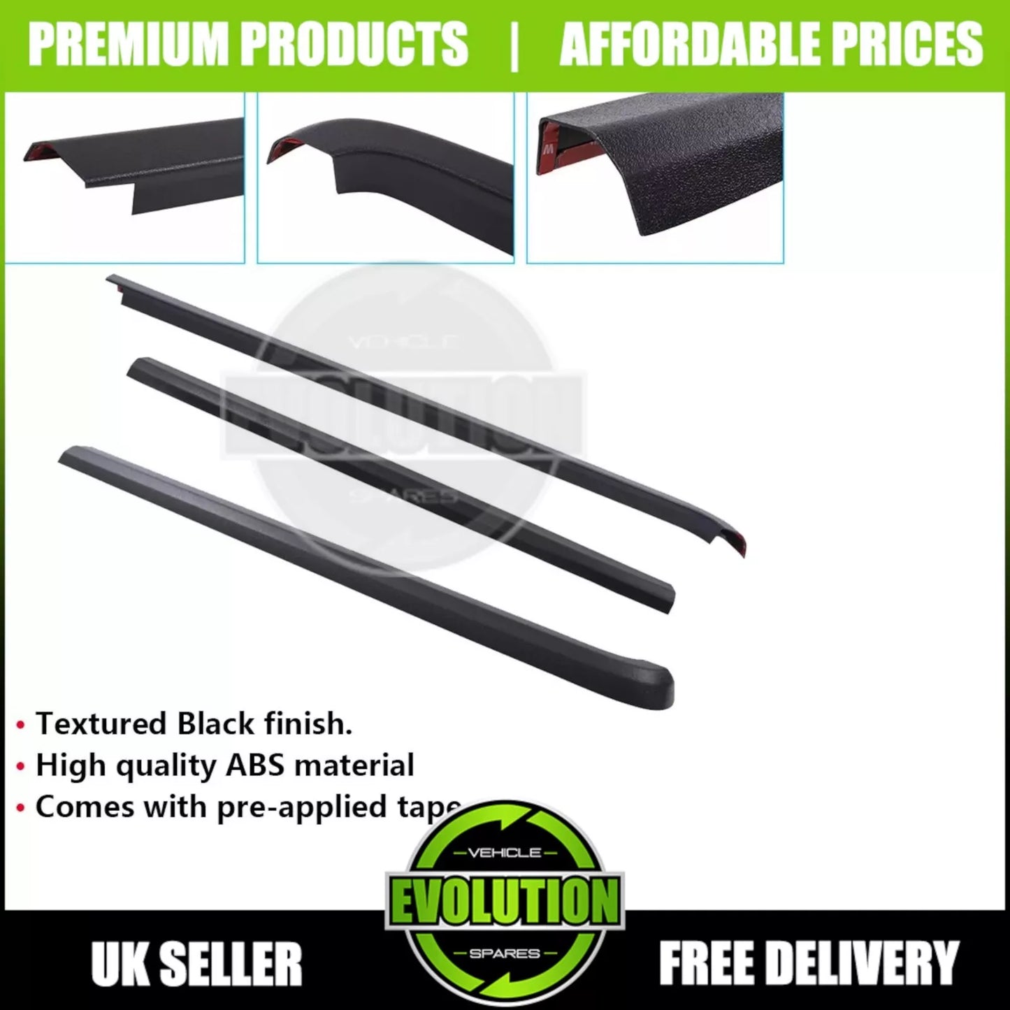 LOAD BED RAIL CAPS PROTECTOR 3 PIECE TAILGATE FITS VW AMAROK 2010-2022