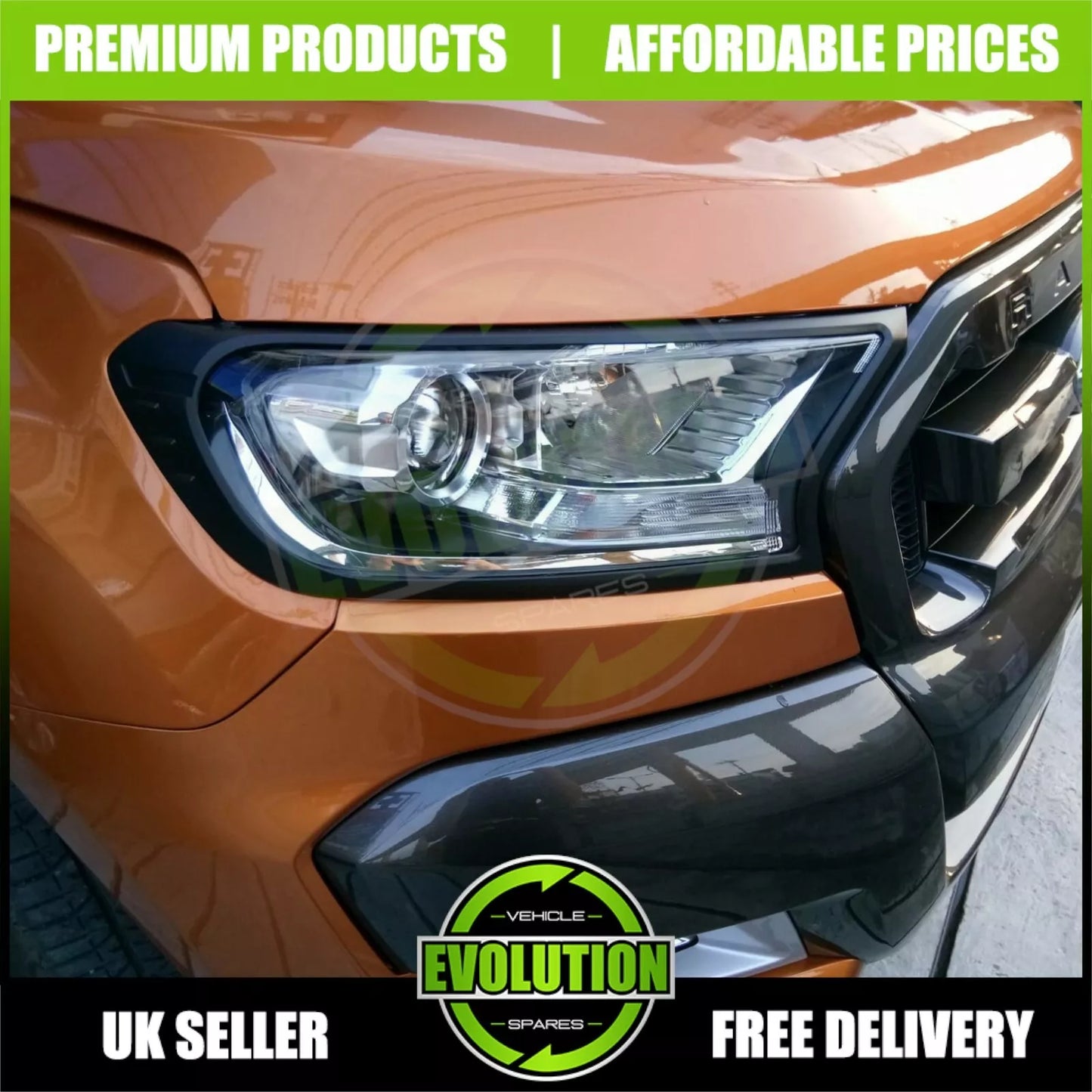 BLACK Front Rear Light Cover Trims Cover Trims surround TO FIT Ford Ranger 14+