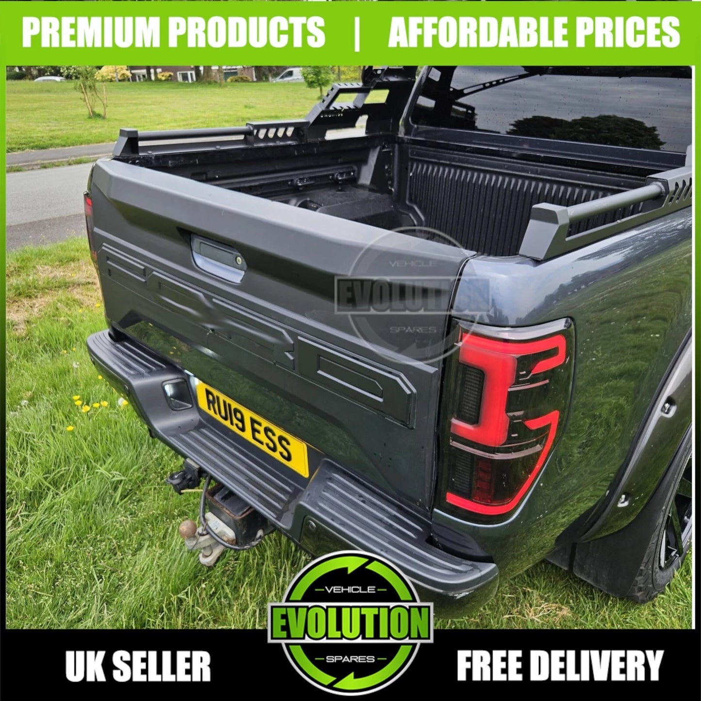Tailgate Cover Nudge cladding Boot Trim Body Kit Fits Ford Ranger 2012-2022