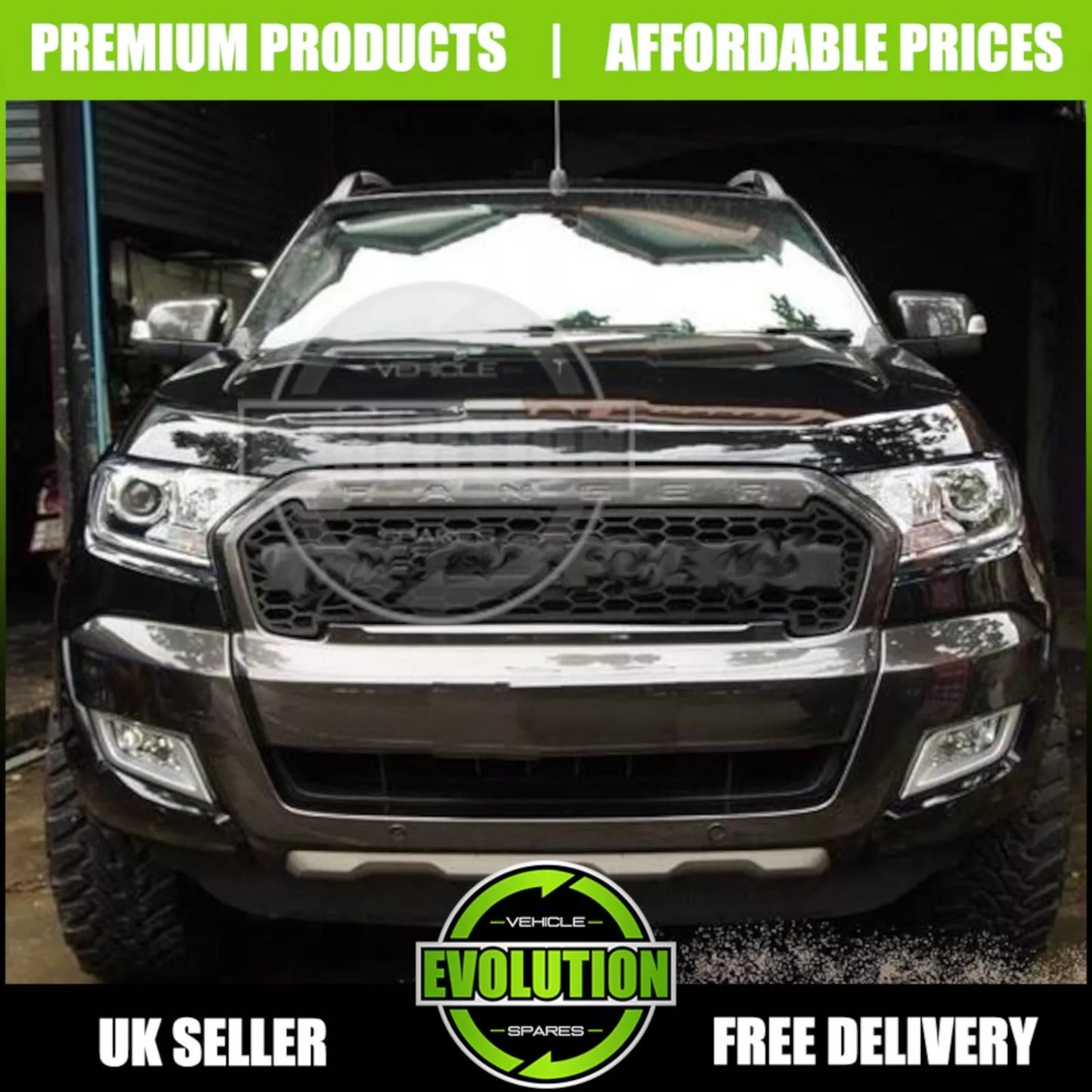 MATTE BLACK FRONT GRILLE GRILL HONEYCOMB UPGRADE FOR FORD RANGER T8 2018-2022