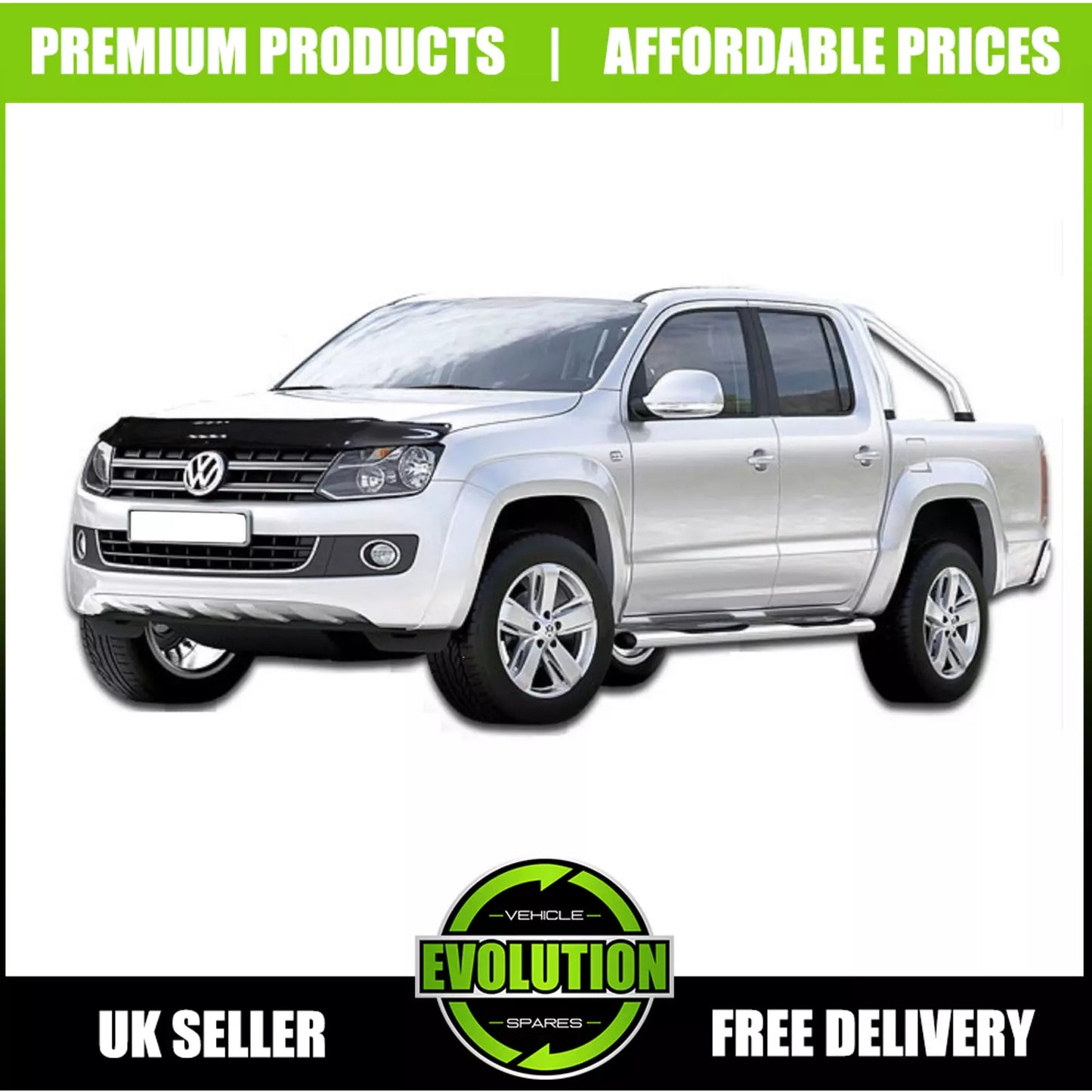 BONNET GUARD WIND STONE DEFLECTOR PROTECTOR VW AMAROK 2010-2016 GLOSS BLACK