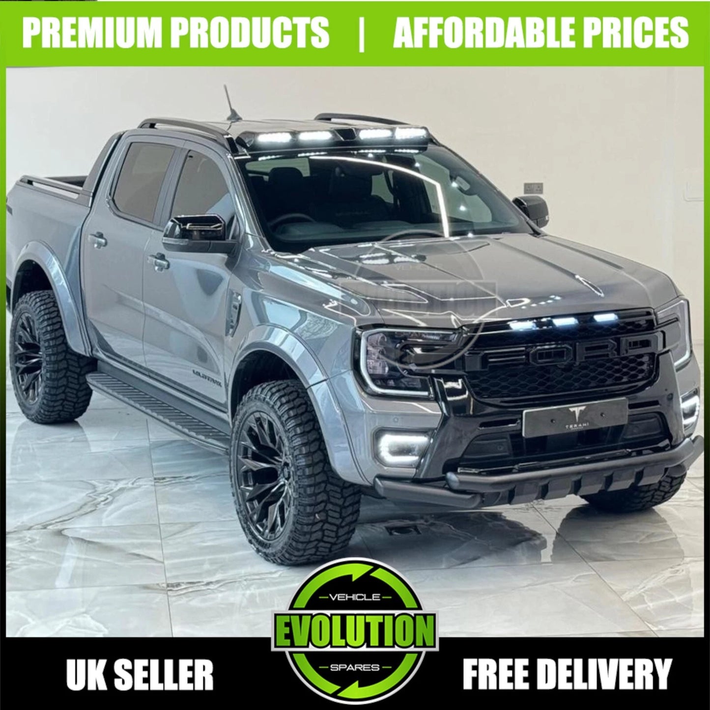GLOSS BLACK LED HONEYCOMB FRONT GRILLE GRILL FOR FORD RANGER T9 2023-2025