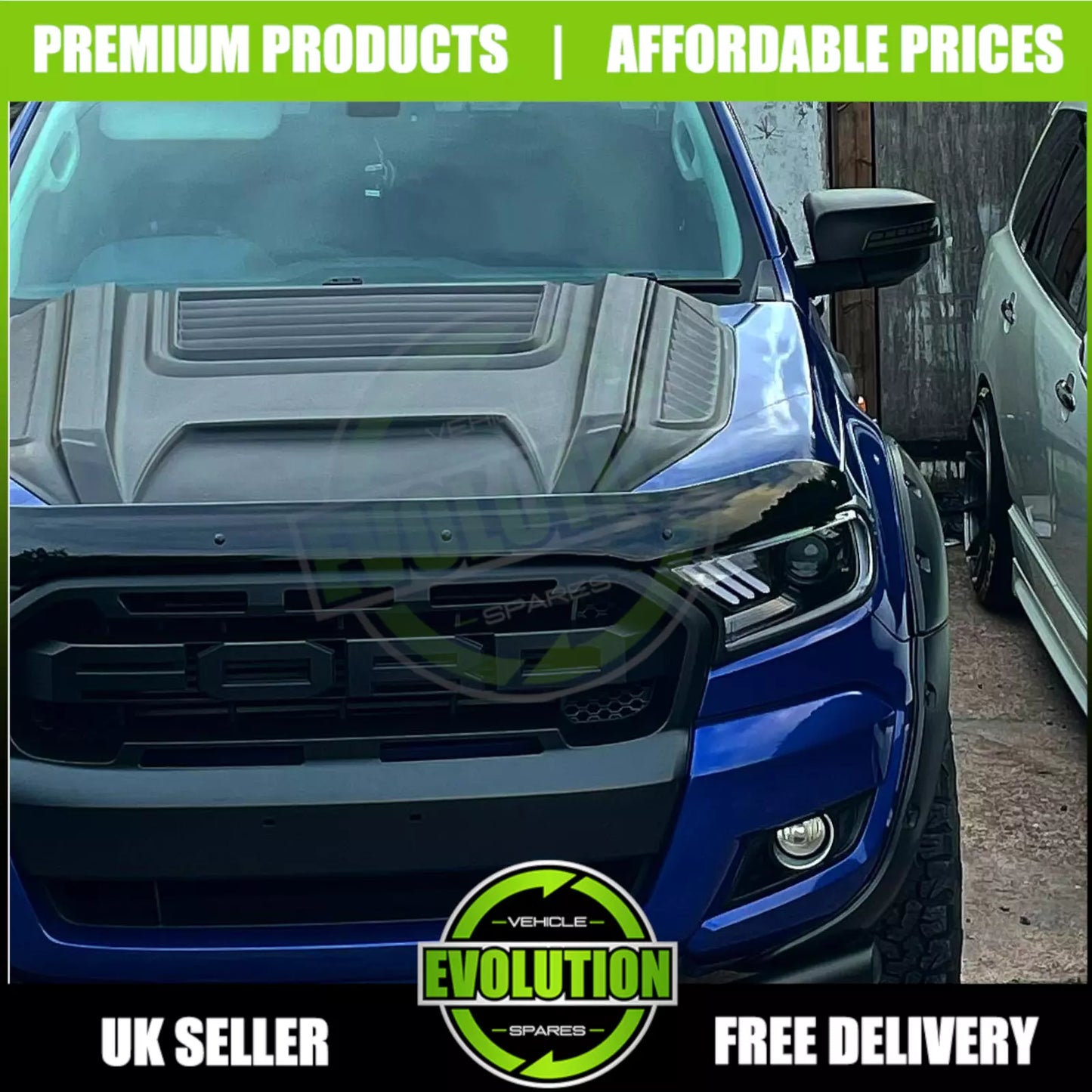 BONNET SCOOP GRILL VENT LARGE MATTE BLACK TO FIT FORD RANGER 2016-2022 T7 T8
