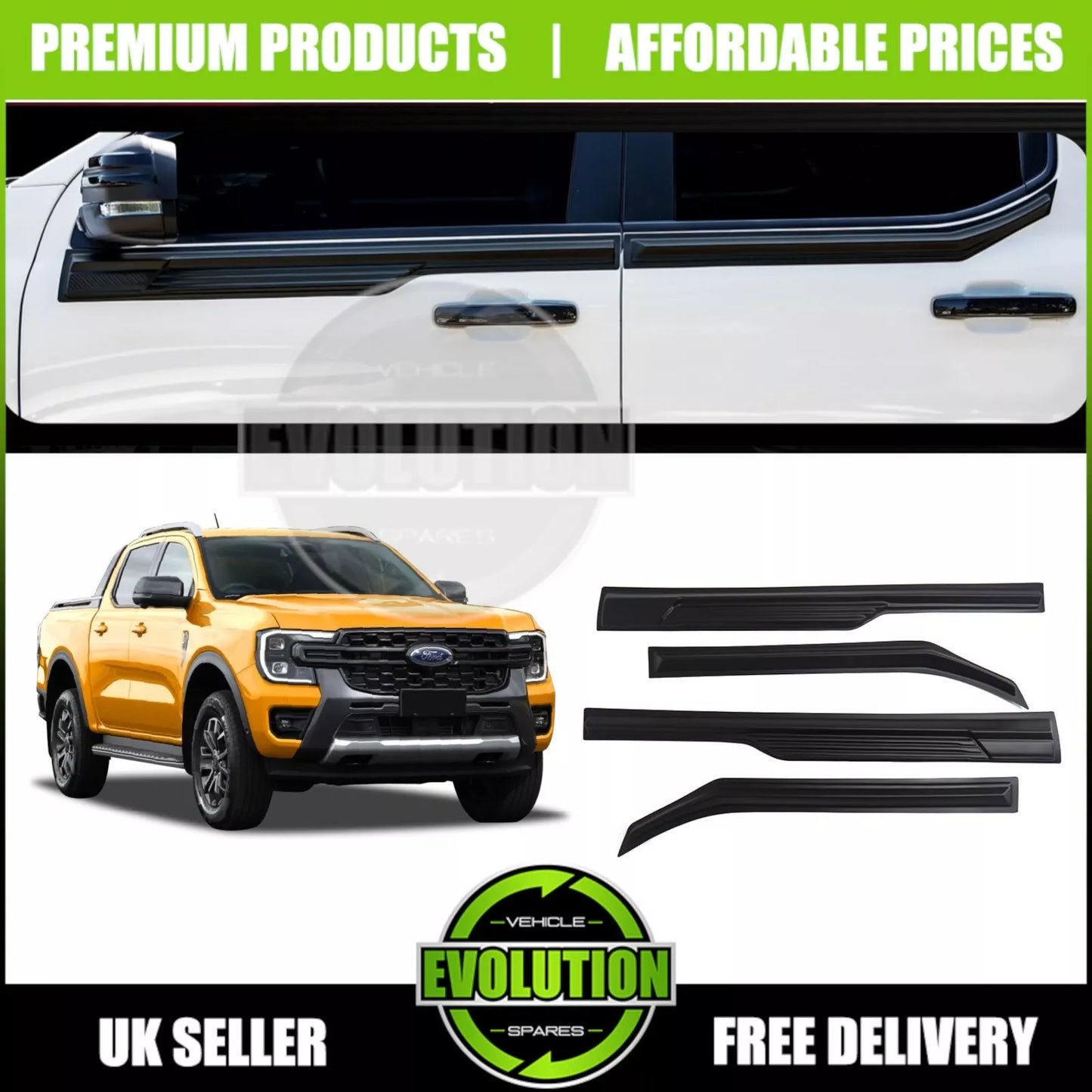 DOOR CLADDING MOULDING TRIM PROTECTION BODY KIT FOR FORD RANGER T9 2023-