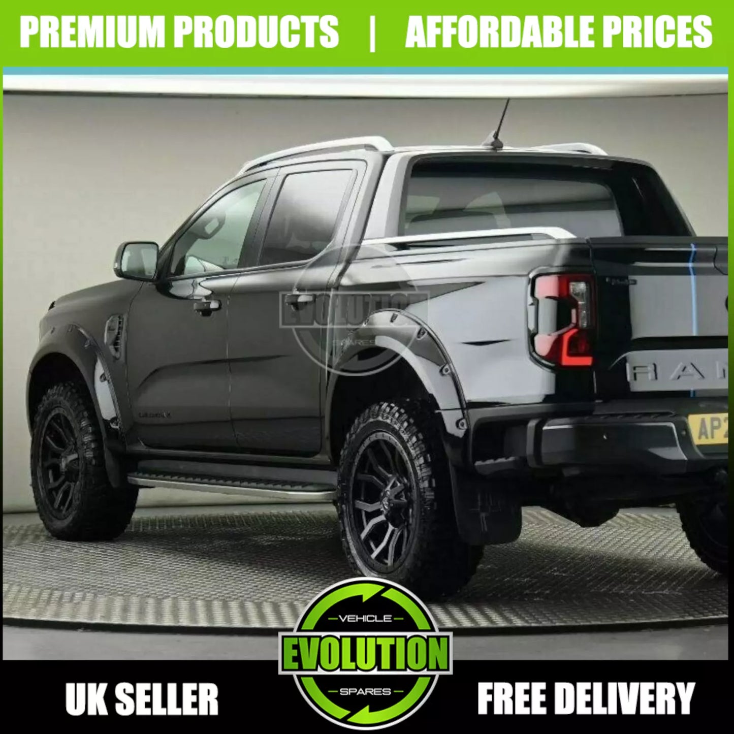 Wheel Arches Gloss black Bolt Wide Look Fits Ford Ranger 2023-2025 T9 Fenders