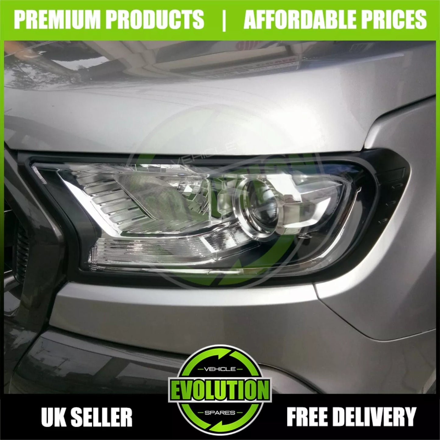 BLACK Front Rear Light Cover Trims Cover Trims surround TO FIT Ford Ranger 14+