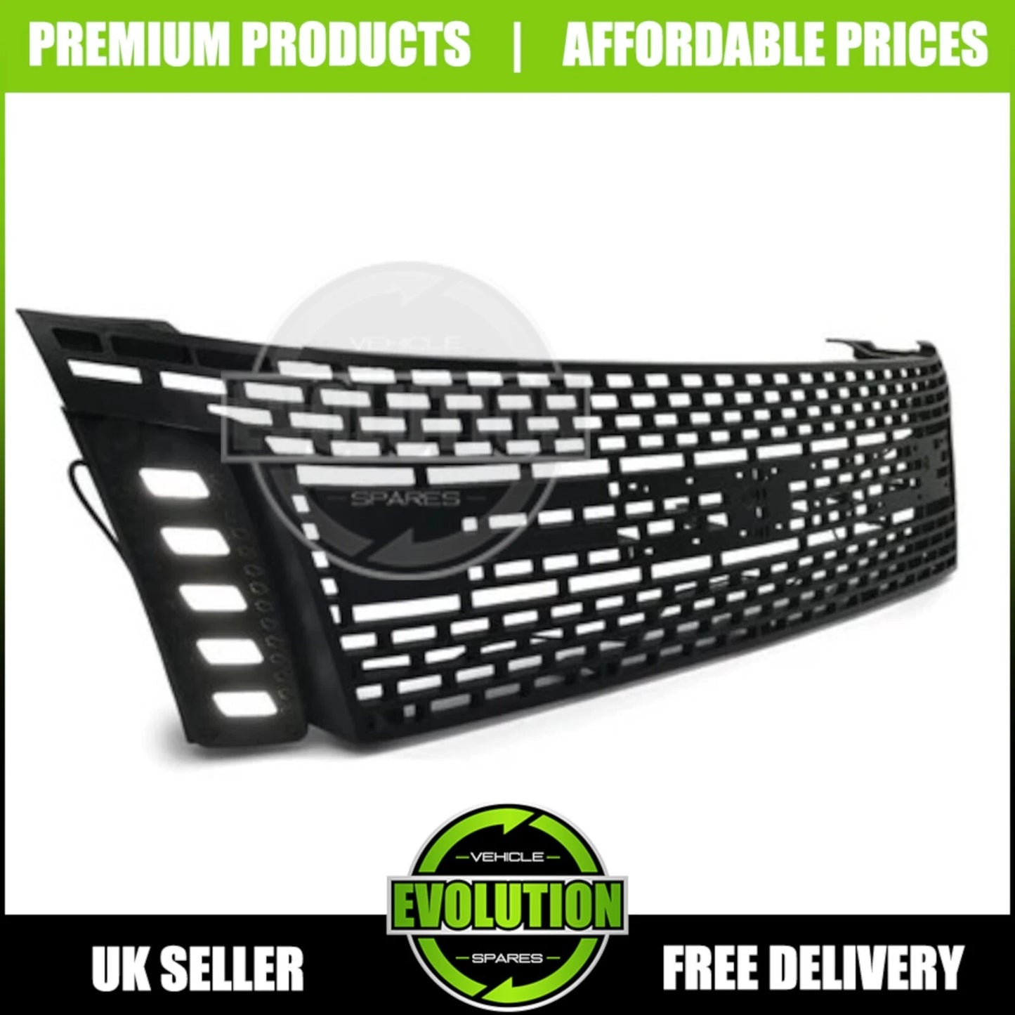 MATTE BLACK FRONT BUMPER LED LIGHT GRILLE GRILL FOR FORD RANGER T6 2012-2015