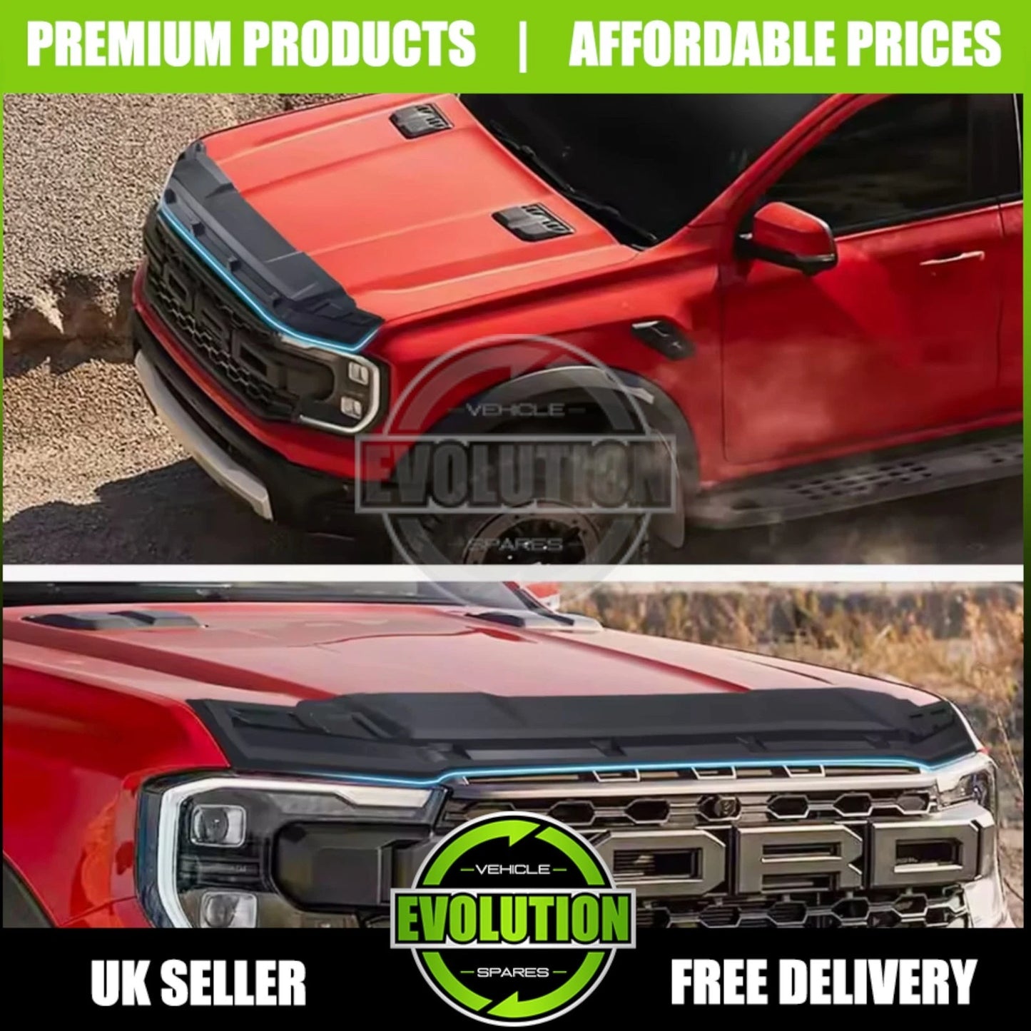 BONNET GUARD BUG DEFLECTOR LARGE PROTECTOR FITS FORD RANGER T9 2023---