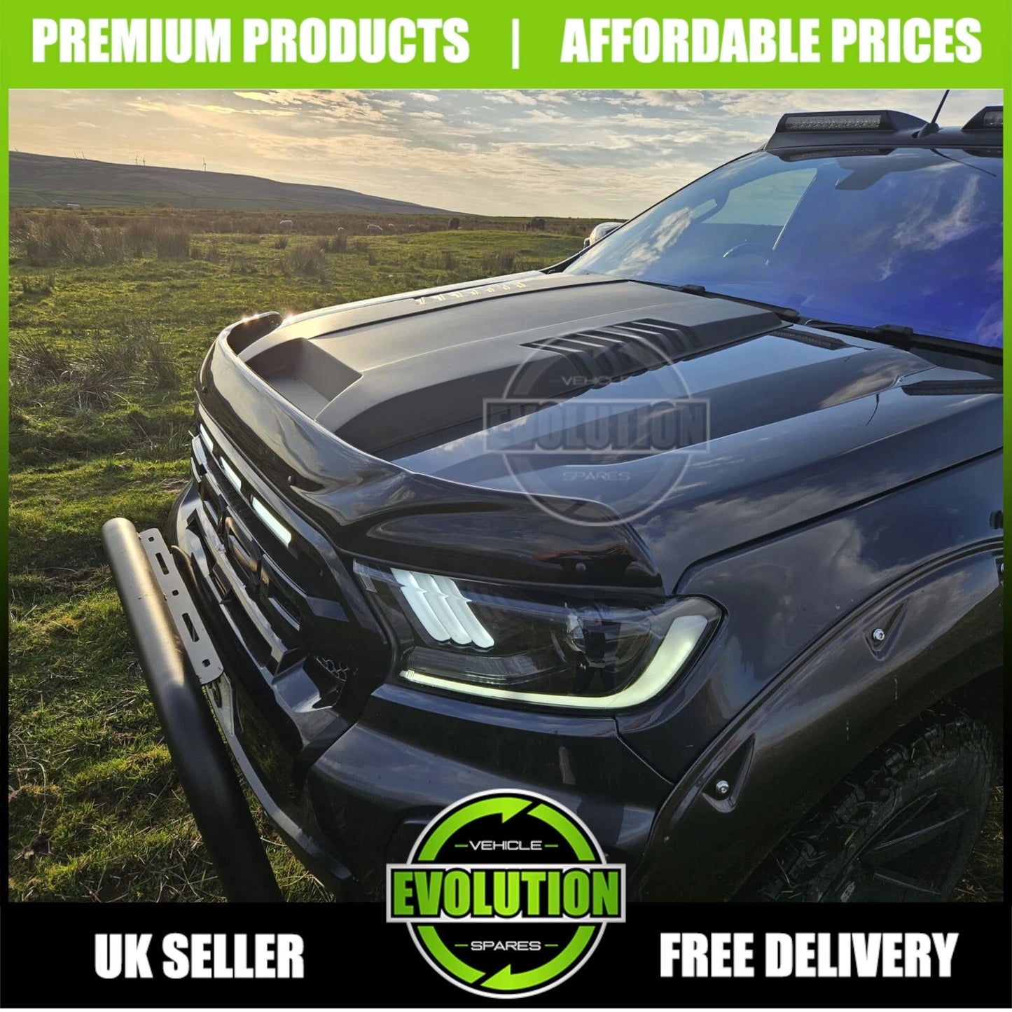 GLOSS BLACK FRONT GRILLE GRILL LED LIGHTS FIT FORD RANGER WILDTRACK T8 2018-2022