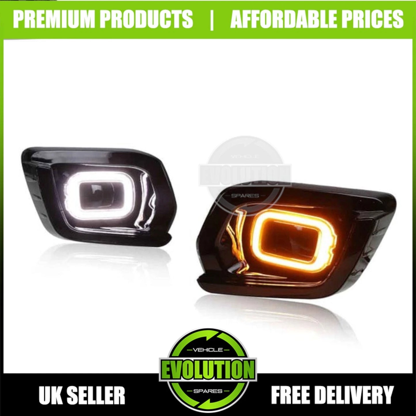 DRL Fog Light Surrounds Gloss LED Covers Fits Ford Ranger Wildtrack 2018-2022 T8