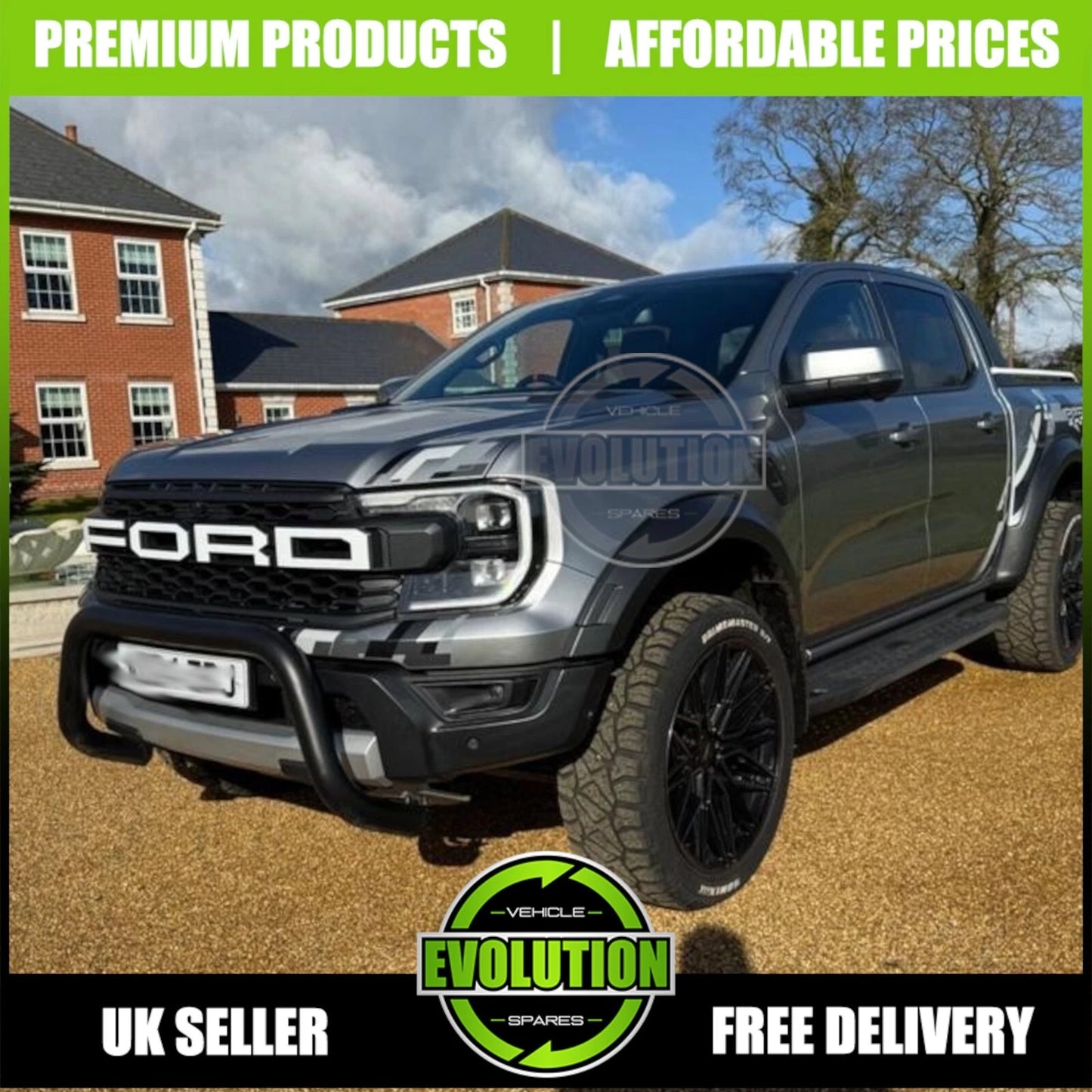 RAPTOR STYLE BUMPER WHEEL ARCHES MATTE BLACK BODYKIT KIT FOR FORD RANGER T9 23+