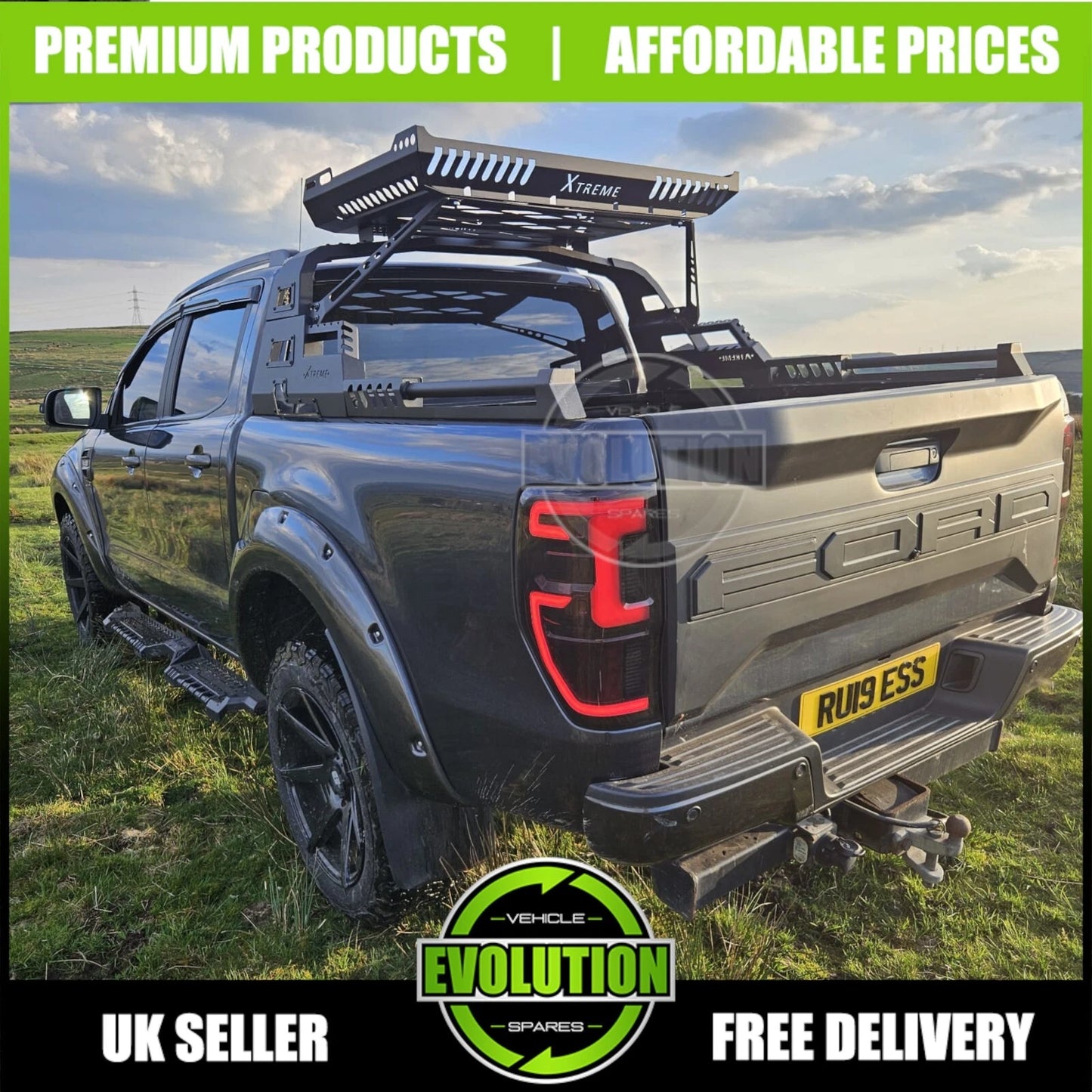 Tailgate Cover Nudge cladding Boot Trim Body Kit Fits Ford Ranger 2012-2022