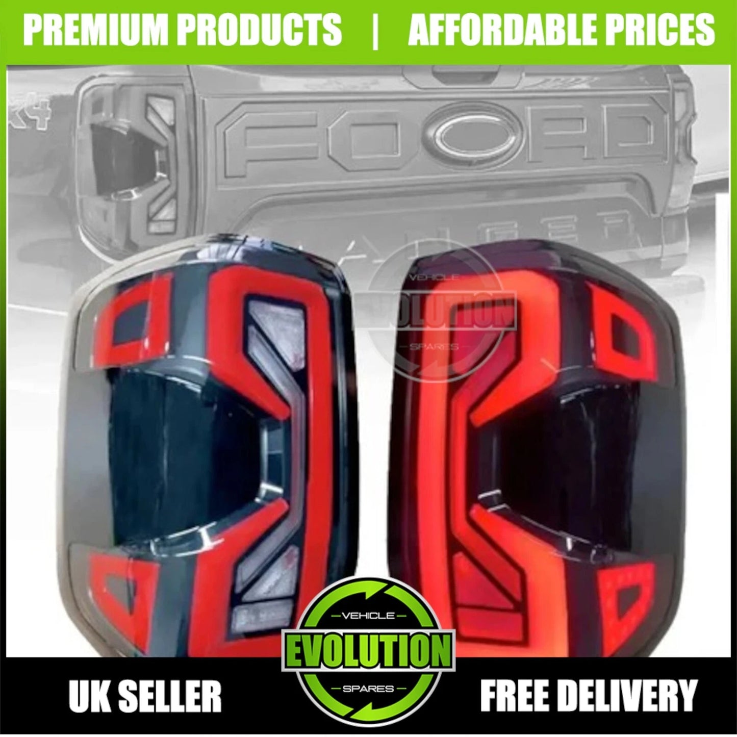 REAR LIGHTS LED TINTED TAIL LAMPS DRL UPGRADE FIT FORD RANGER 2023-2025 T9
