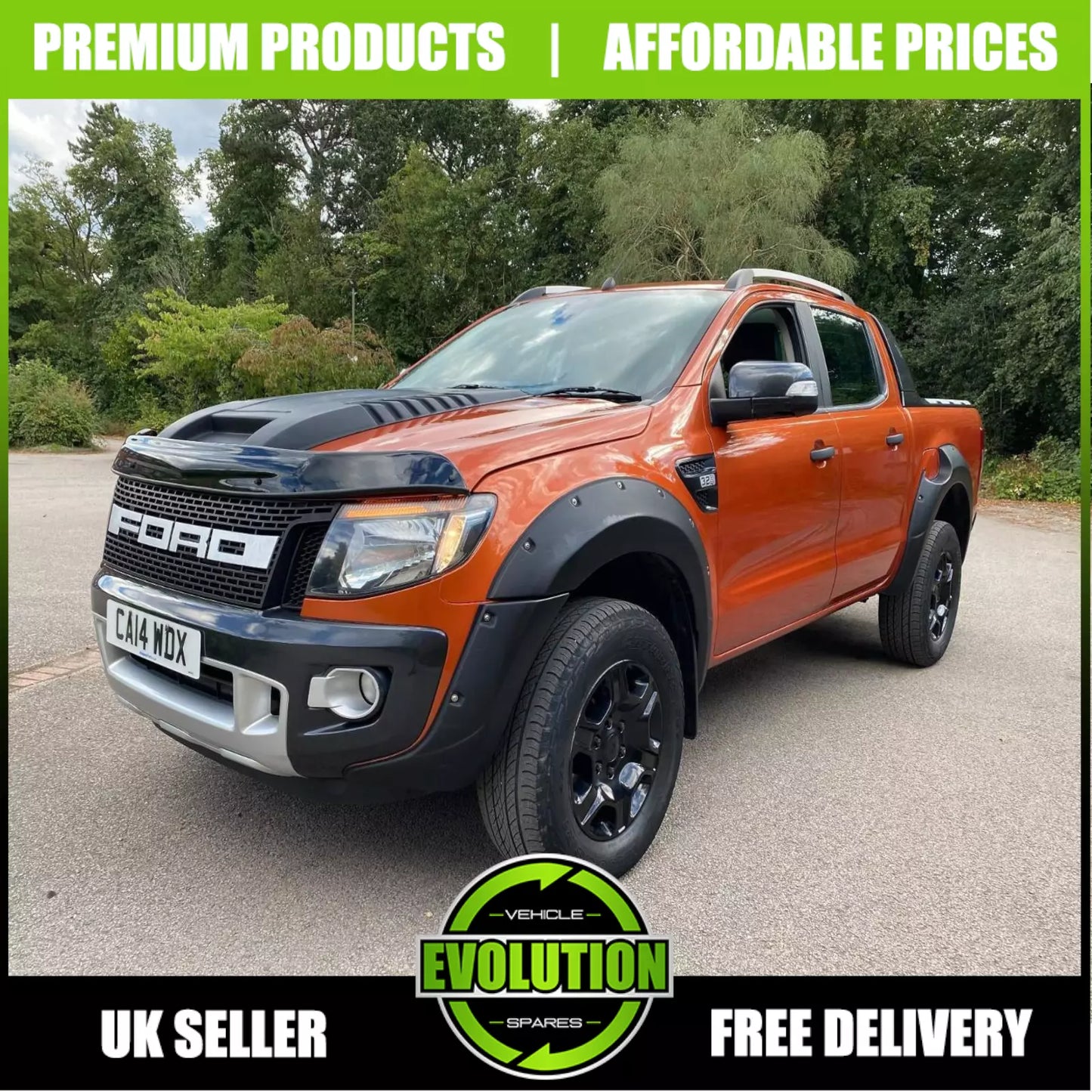 BONNET GUARD BUG DEFLECTOR AND WIND DEFLECTORS TO FIT FORD RANGER T6 2011-2015
