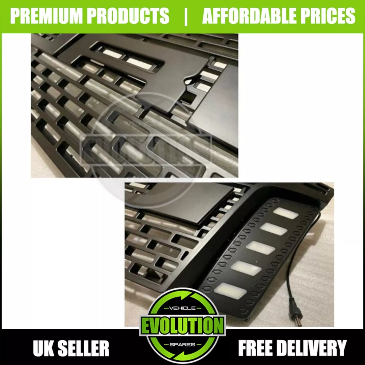 MATTE BLACK FRONT BUMPER LED LIGHT GRILLE GRILL FOR FORD RANGER T6 2012-2015