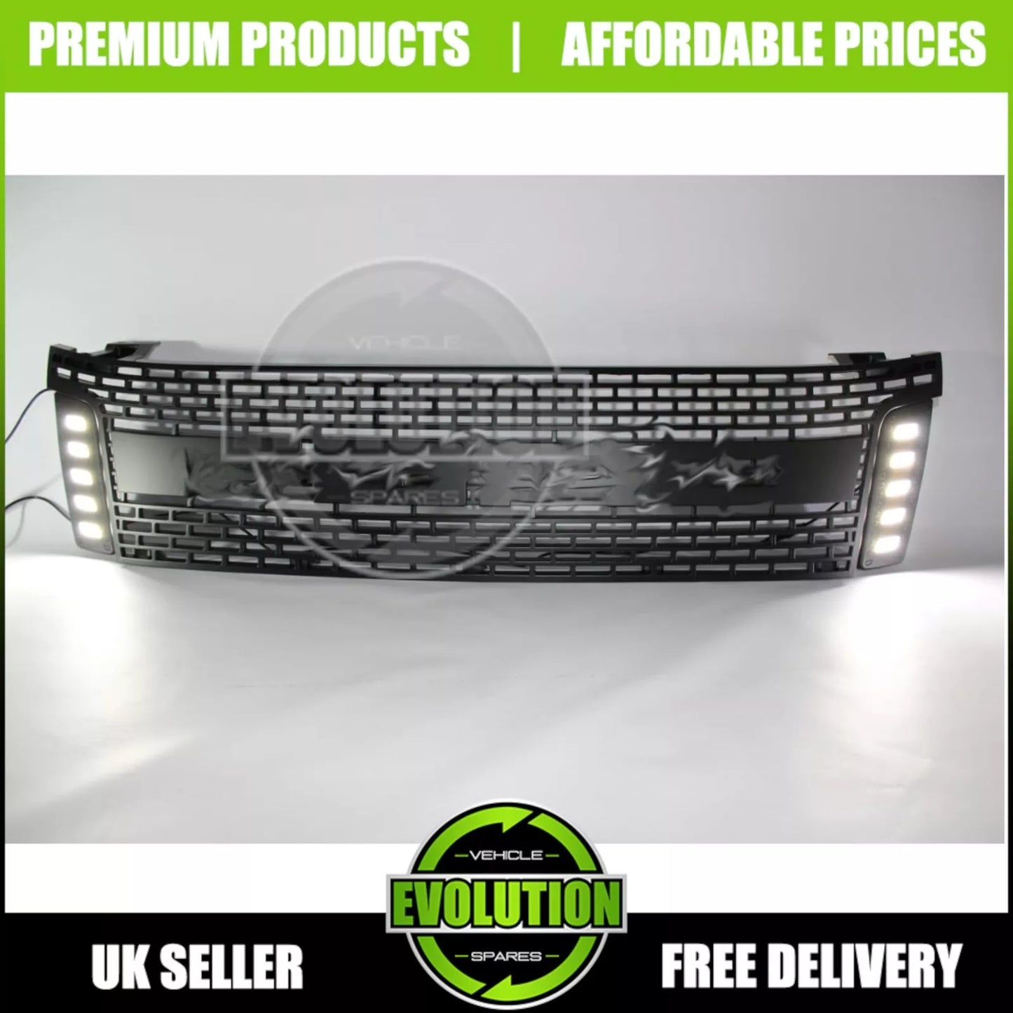 MATTE BLACK FRONT BUMPER LED LIGHT GRILLE GRILL FOR FORD RANGER T6 2012-2015