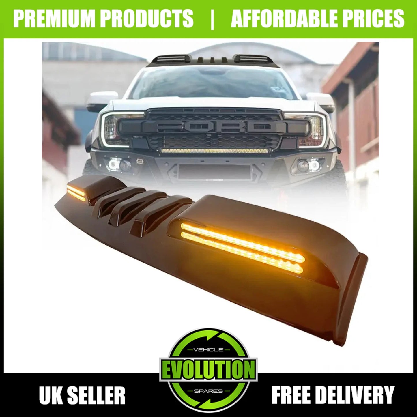 LED ROOF LIGHT GLOSS BLACK WHITE MOUNTED BAR POD FOR FORD RANGER T9 2023-