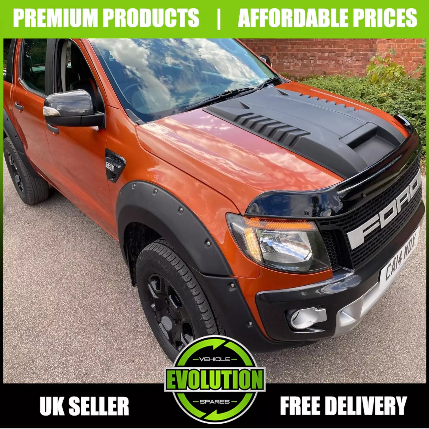 BONNET GUARD BUG DEFLECTOR AND WIND DEFLECTORS TO FIT FORD RANGER T6 2011-2015