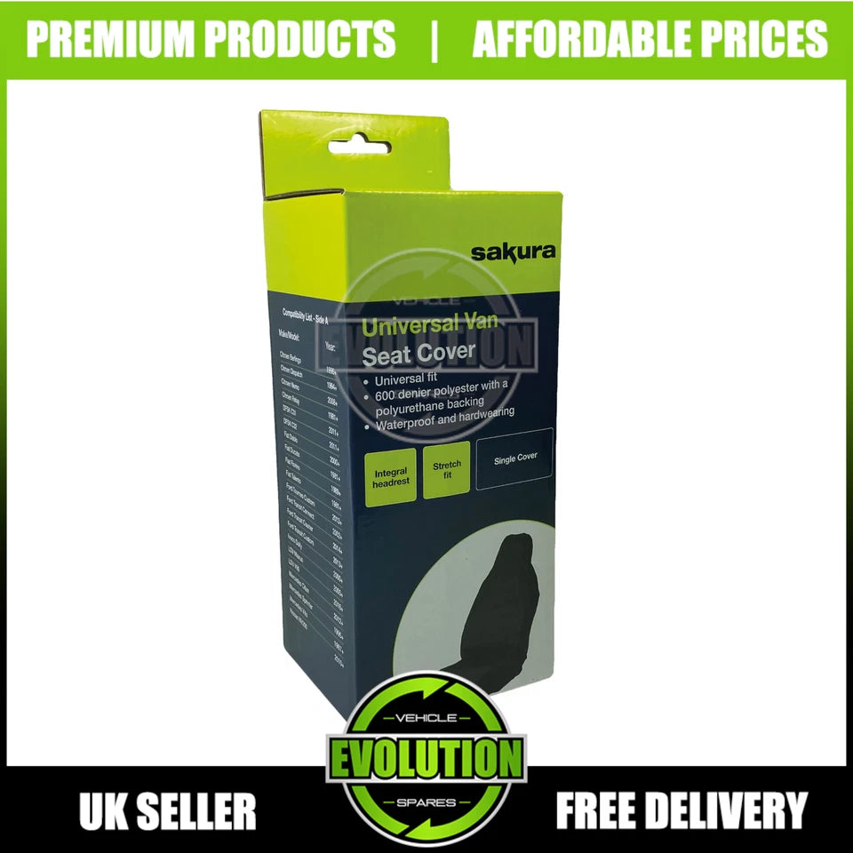 FITS FORD TRANSIT CUSTOM HEAVY DUTY BLACK DRIVERS SINGLE SEAT COVER WATERPROOF