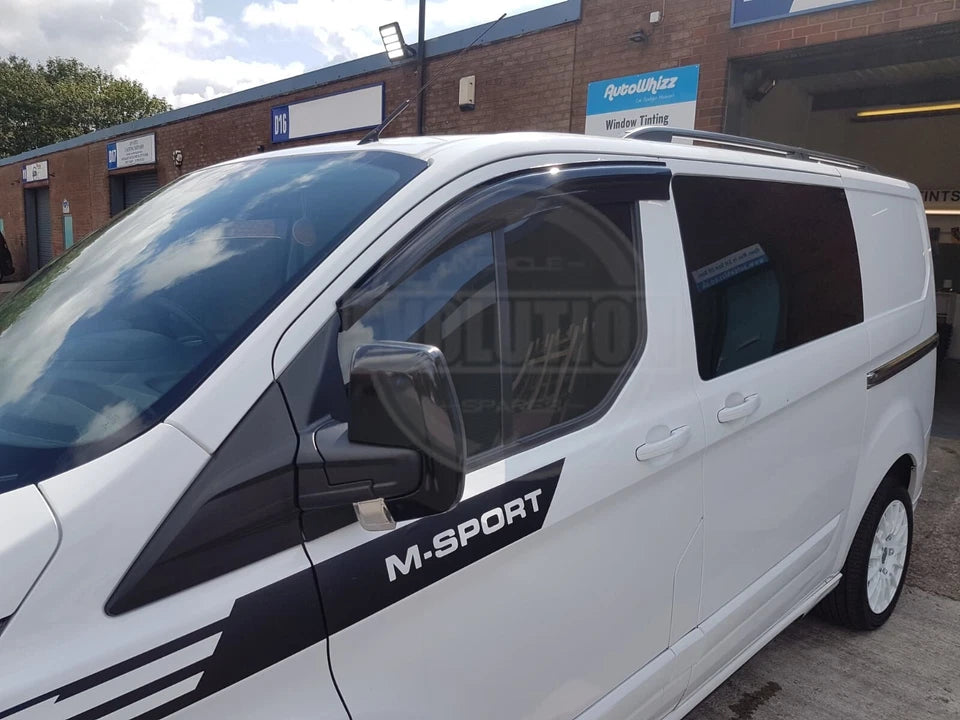 WIND RAIN SMOKE DEFLECTORS VISORS TO FIT FORD TRANSIT CUSTOM 13-22 EXTERNAL FIT