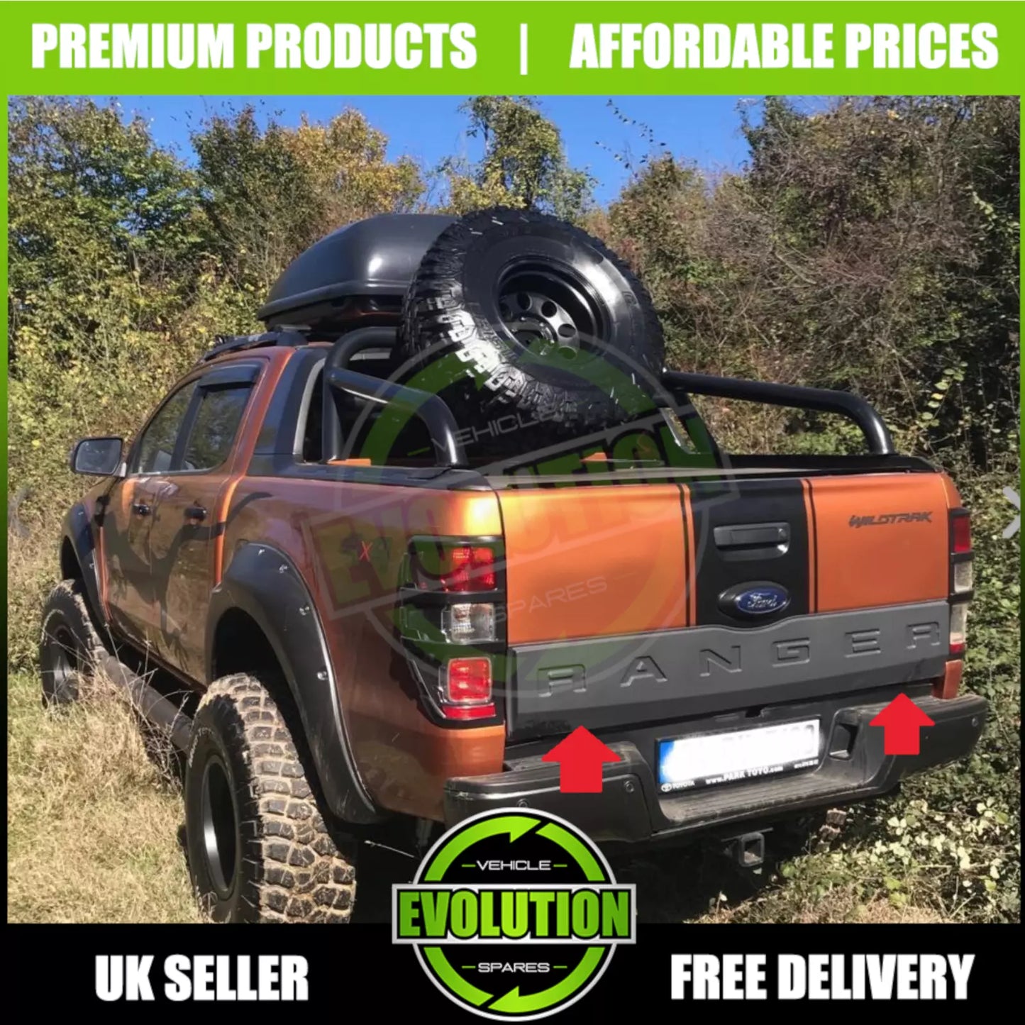 Tailgate Cover Nudge cladding Boot Trim Body kit TO FIT Ford Ranger 2012-2022
