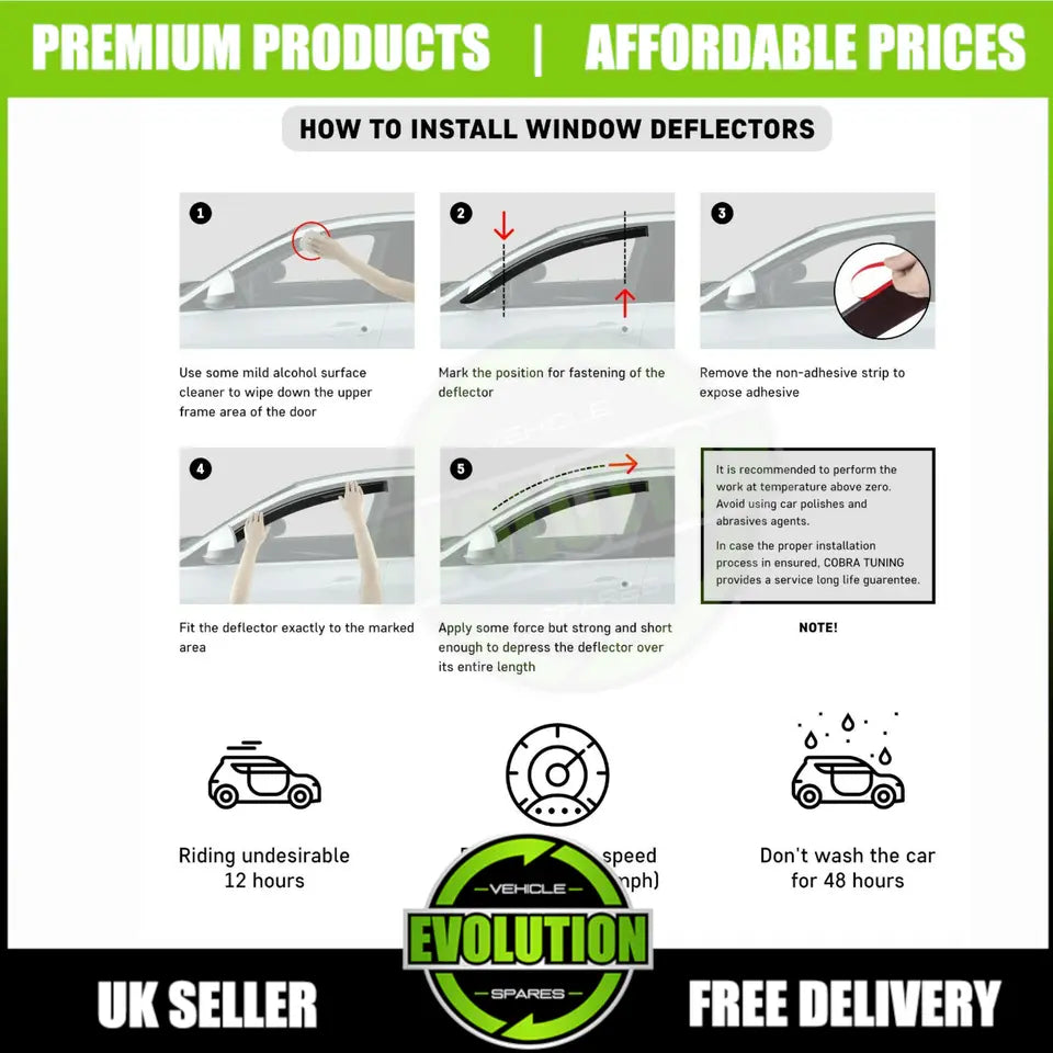 EVS WIND DEFLECTORS WIND RAIN DEFLECTORS VISORS TO FIT FORD RANGER 2023+ T9
