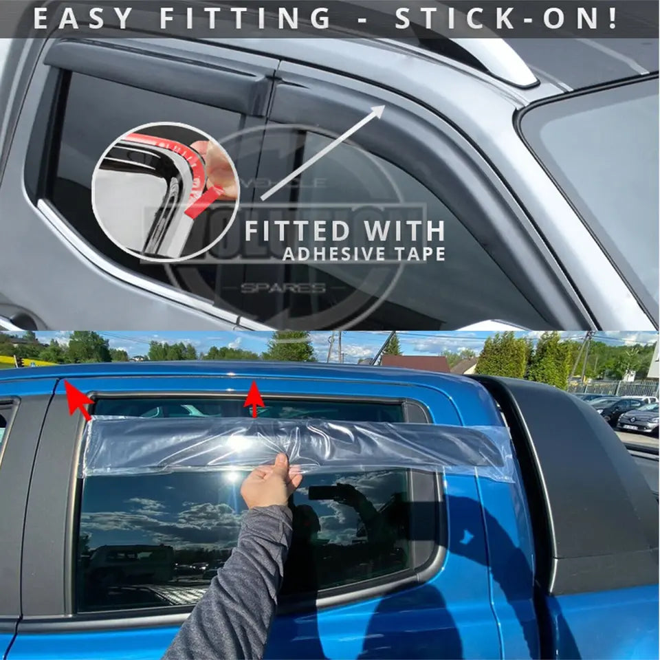 EVS WIND DEFLECTORS WIND RAIN DEFLECTORS VISORS TO FIT FORD RANGER 2023+ T9