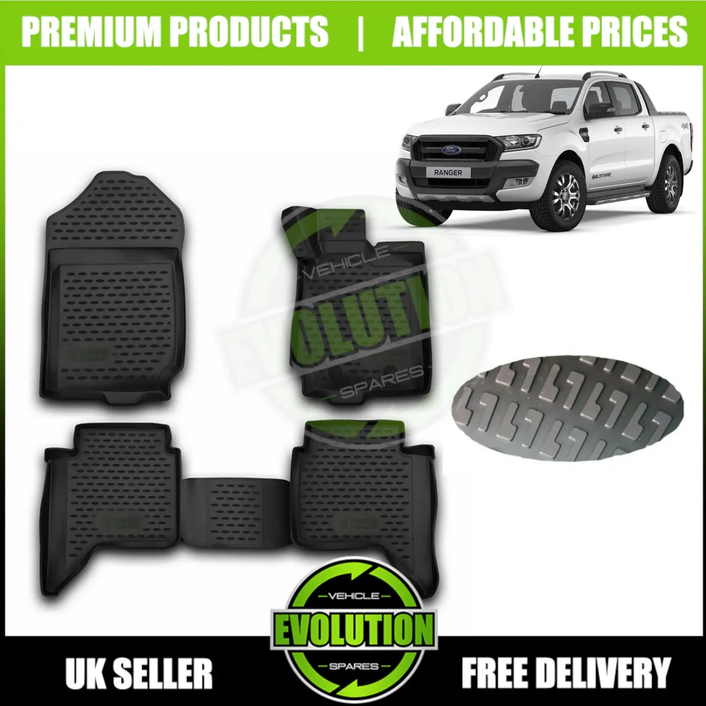 Rubber Floor Mat Tailored Mats TO FIT FORD Ranger wildtrack 2012-2022