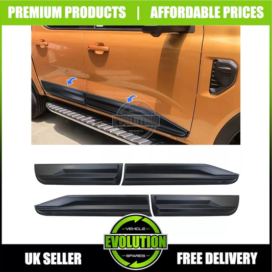 GLOSS BLACK SIDE DOOR BODY CLADDING TRIM TO FIT FORD RANGER 2023- T9