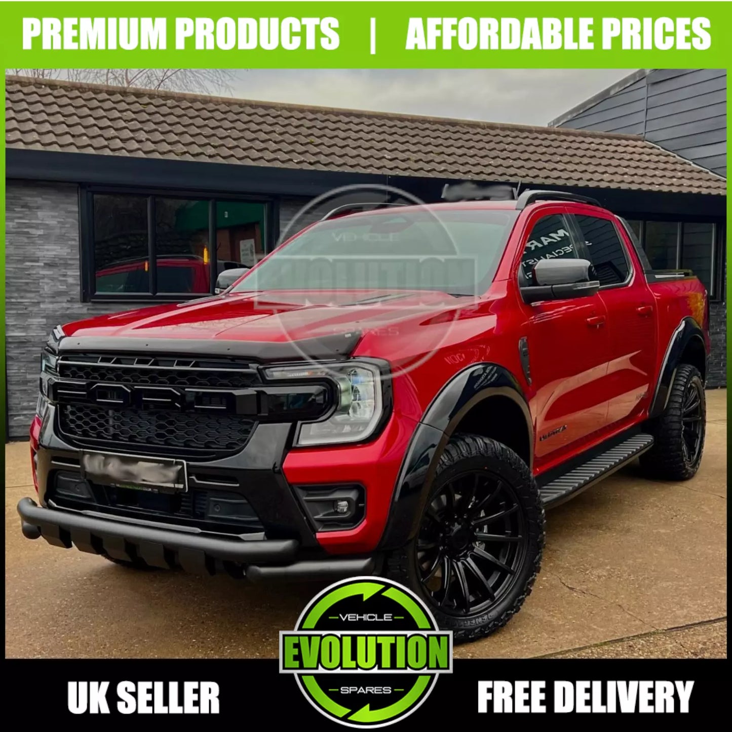 85mm OEM LOOK GLOSS BLACK WHEEL ARCHES Fits Ford Ranger 2023- PARK ASSIST MODEL