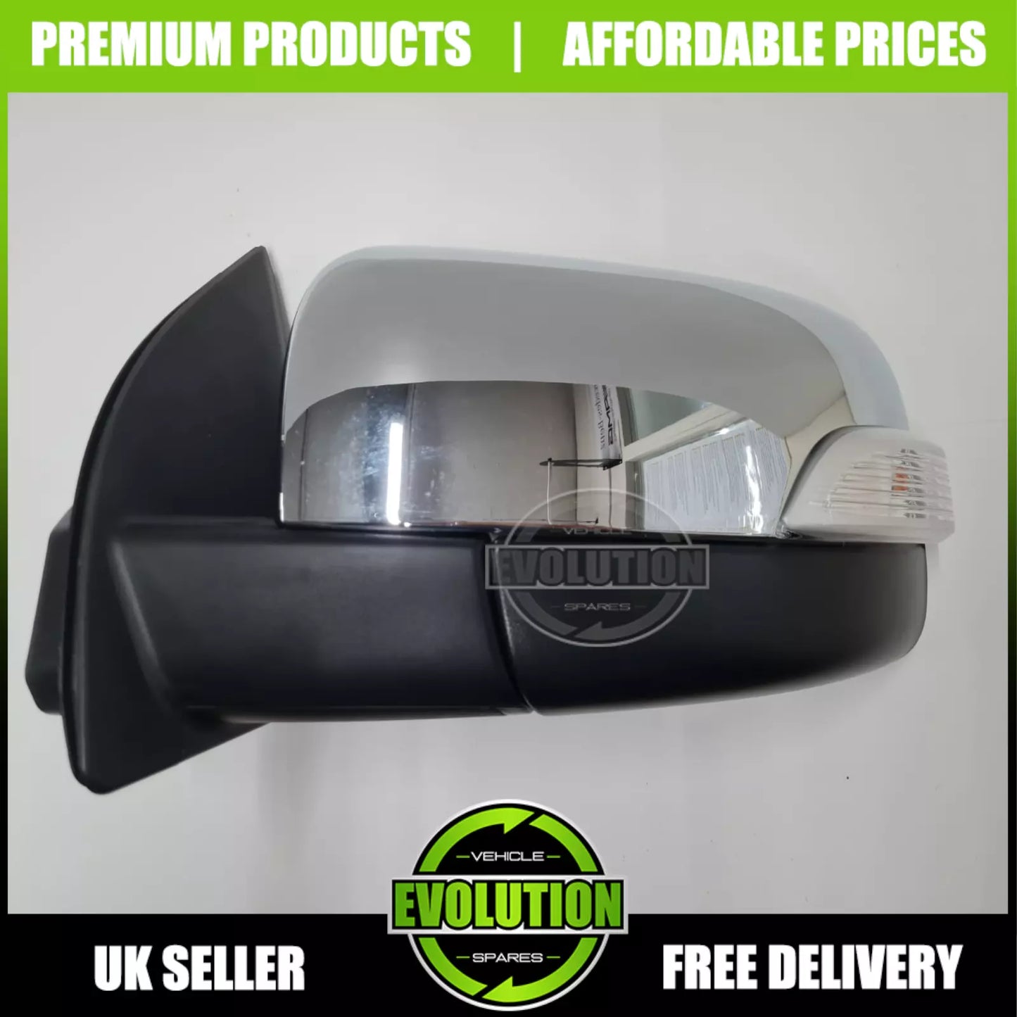 TO FIT FORD RANGER 2011-2022 Door Wing Mirror Chrome Electric PASSENGER LEFT
