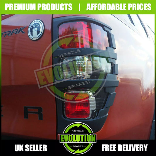 TO FIT Ford Ranger 15+ BLACK rear back light Cover Trims surround covers