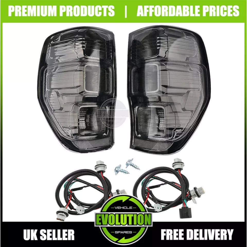 EVS Smoked Rear back Tail Lights Light lamp To fit Ford Ranger 2012-2019 T6 T7
